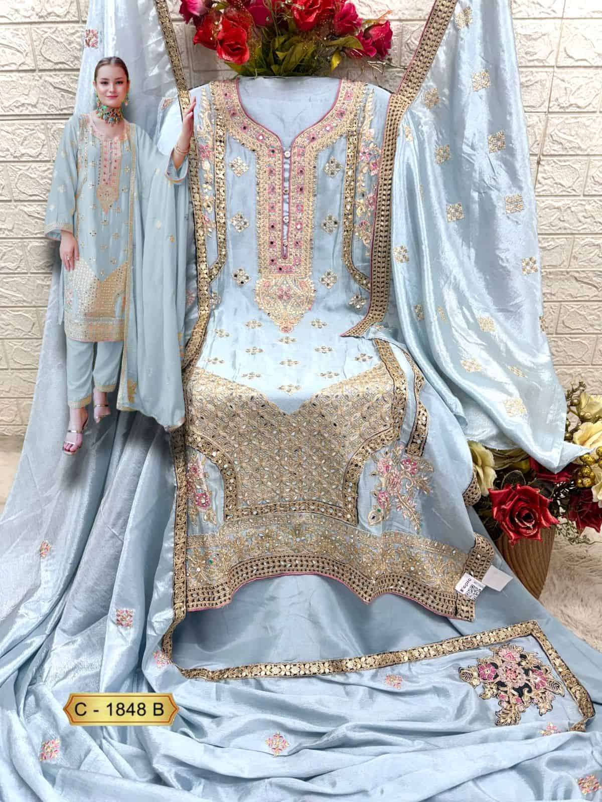 Fepic C 1848 B Festive Wear Style Designer Pakistani Embroidered Suit Ensemble view 2