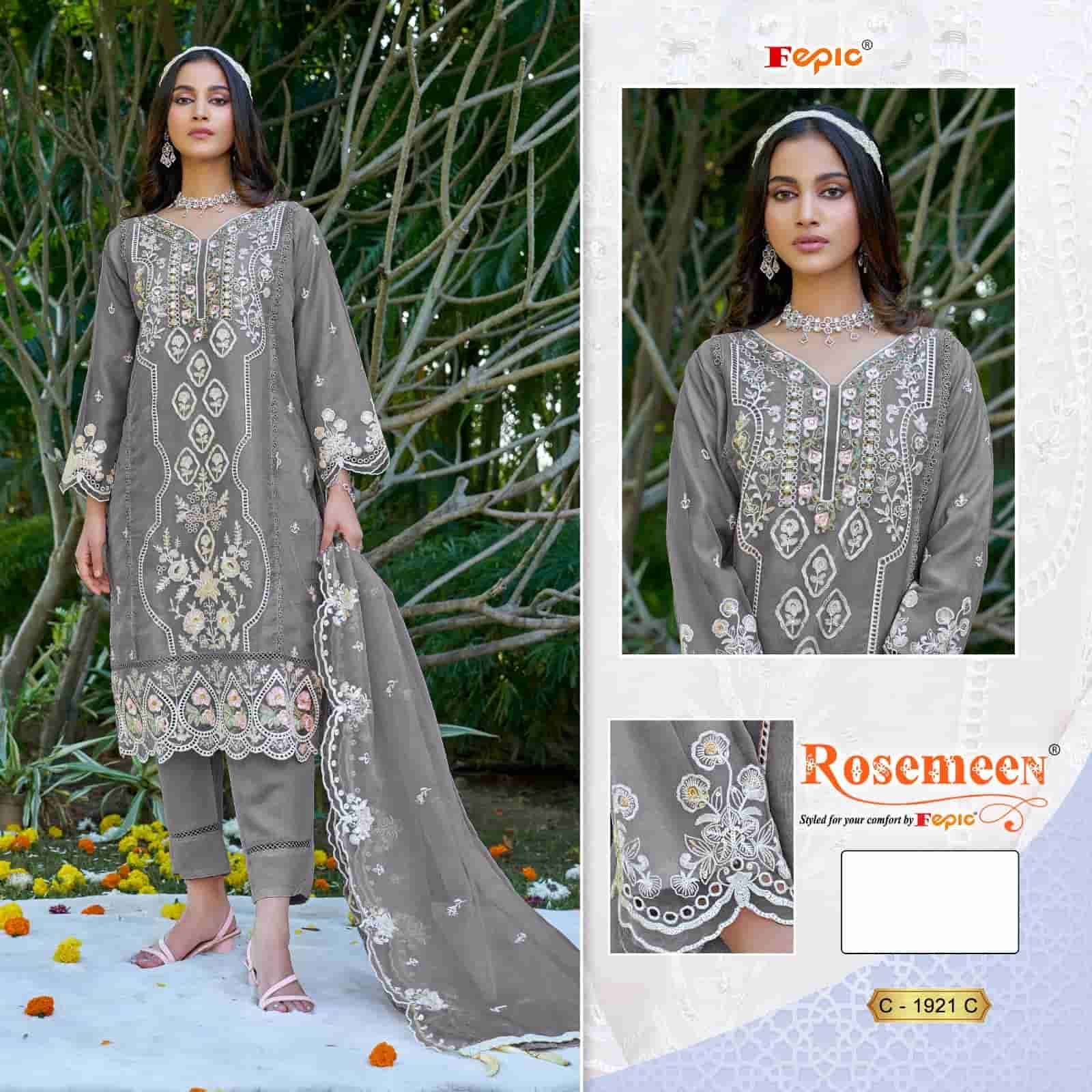 Fepic C 1921 Colors Pakistani Style Designer Organza Embroidered Suit Wholesalers view 3