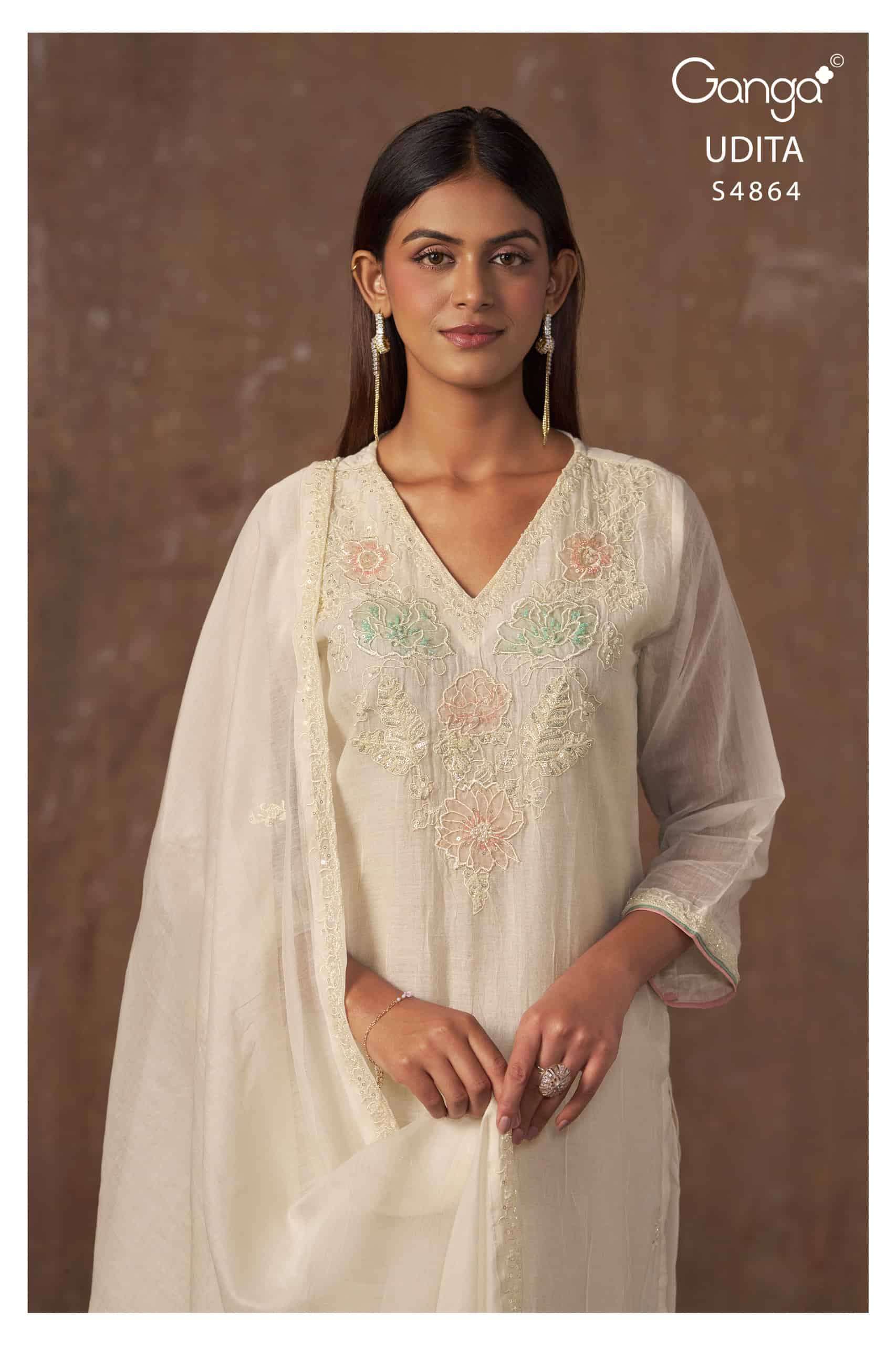 Ganga Fashion Udita 4864 Pure Banarasi Designs Latest Suit Collection view 3