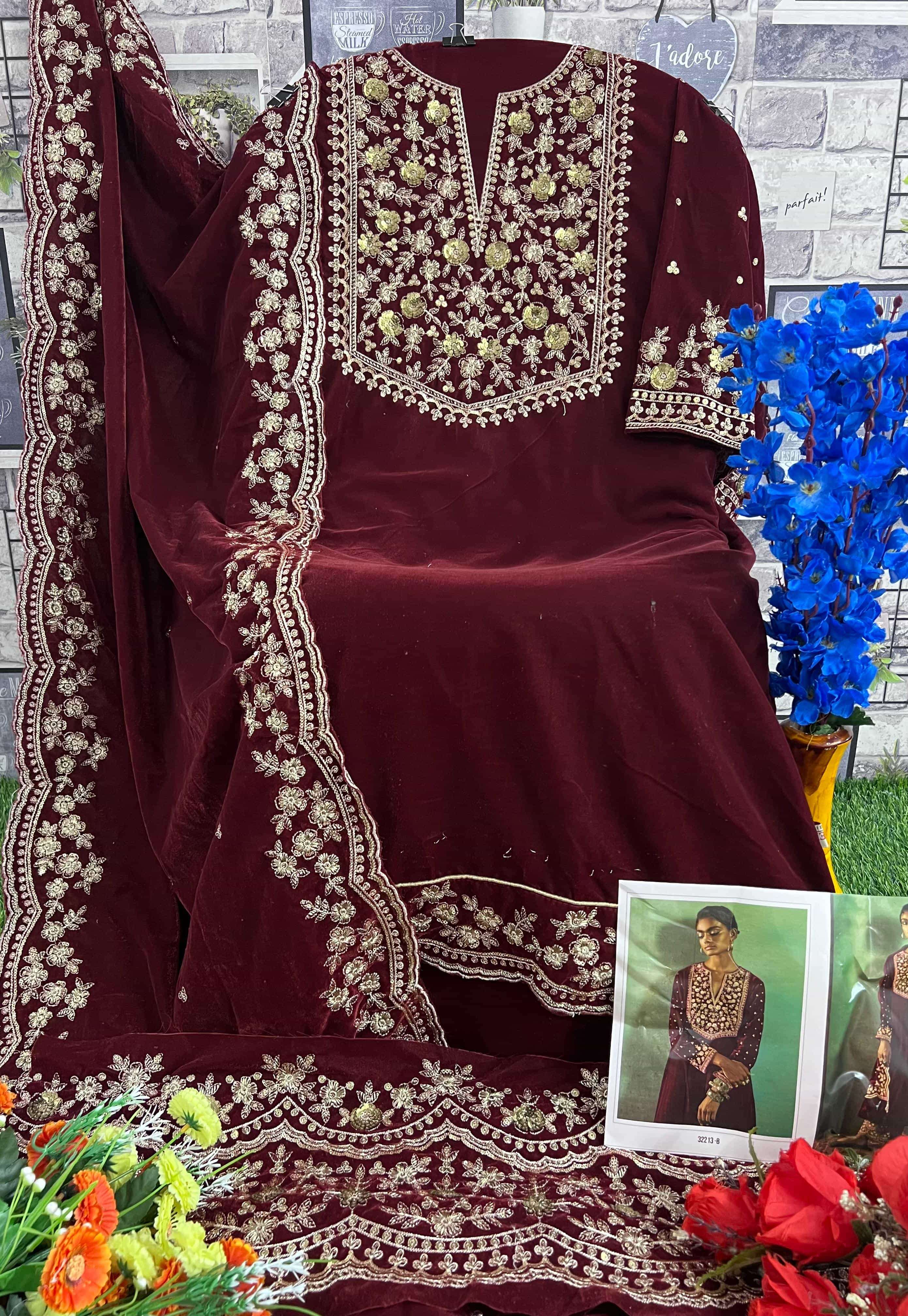 Deepsy Velvet 23 Designer Work Velvet Festive Wear Salwar Suit Wholesalers view 6