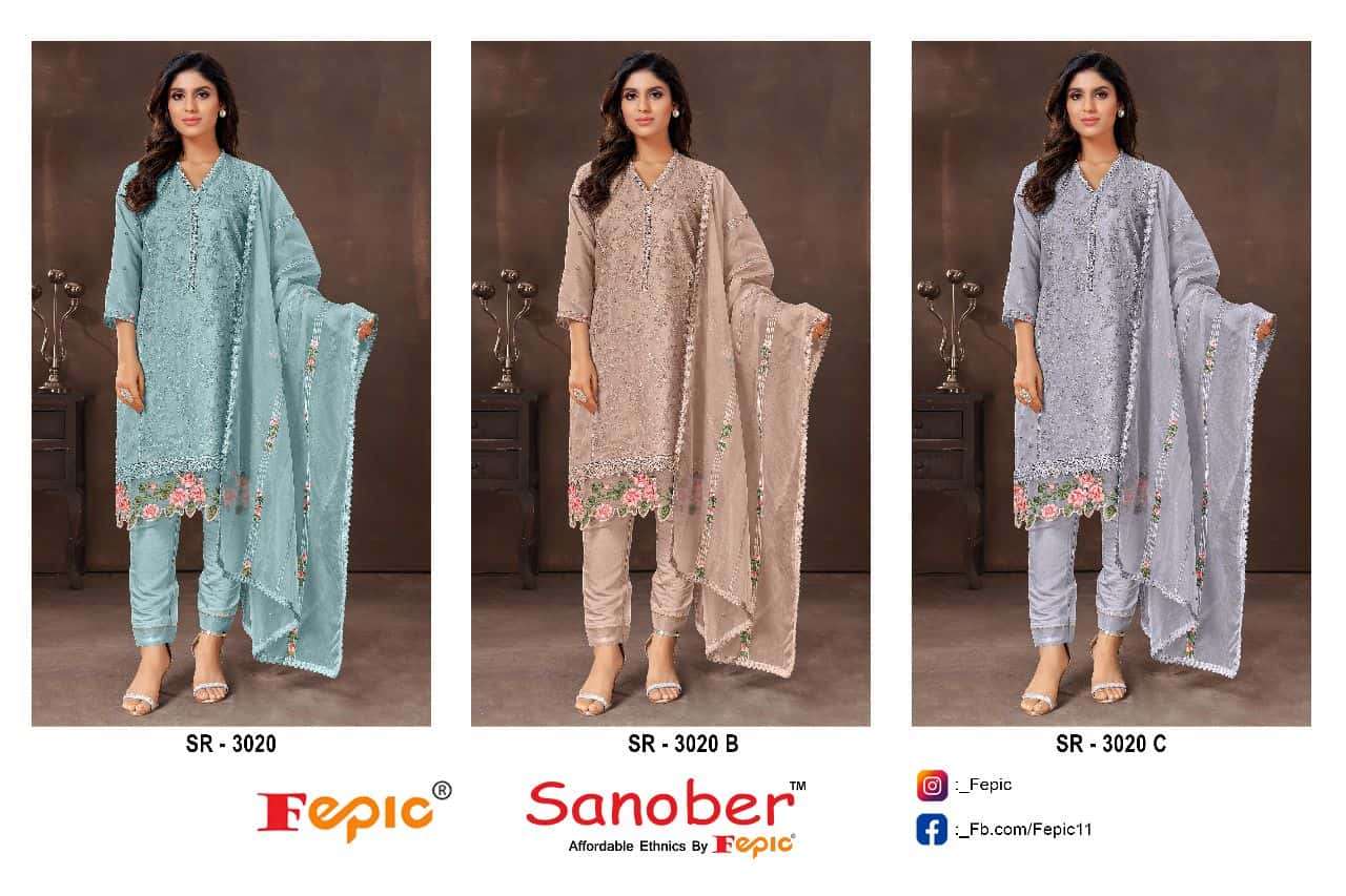 Fepic Sanober SR 3020 Colors Pakistani Style Latest Designs Festive Wear Suit Collection view 4