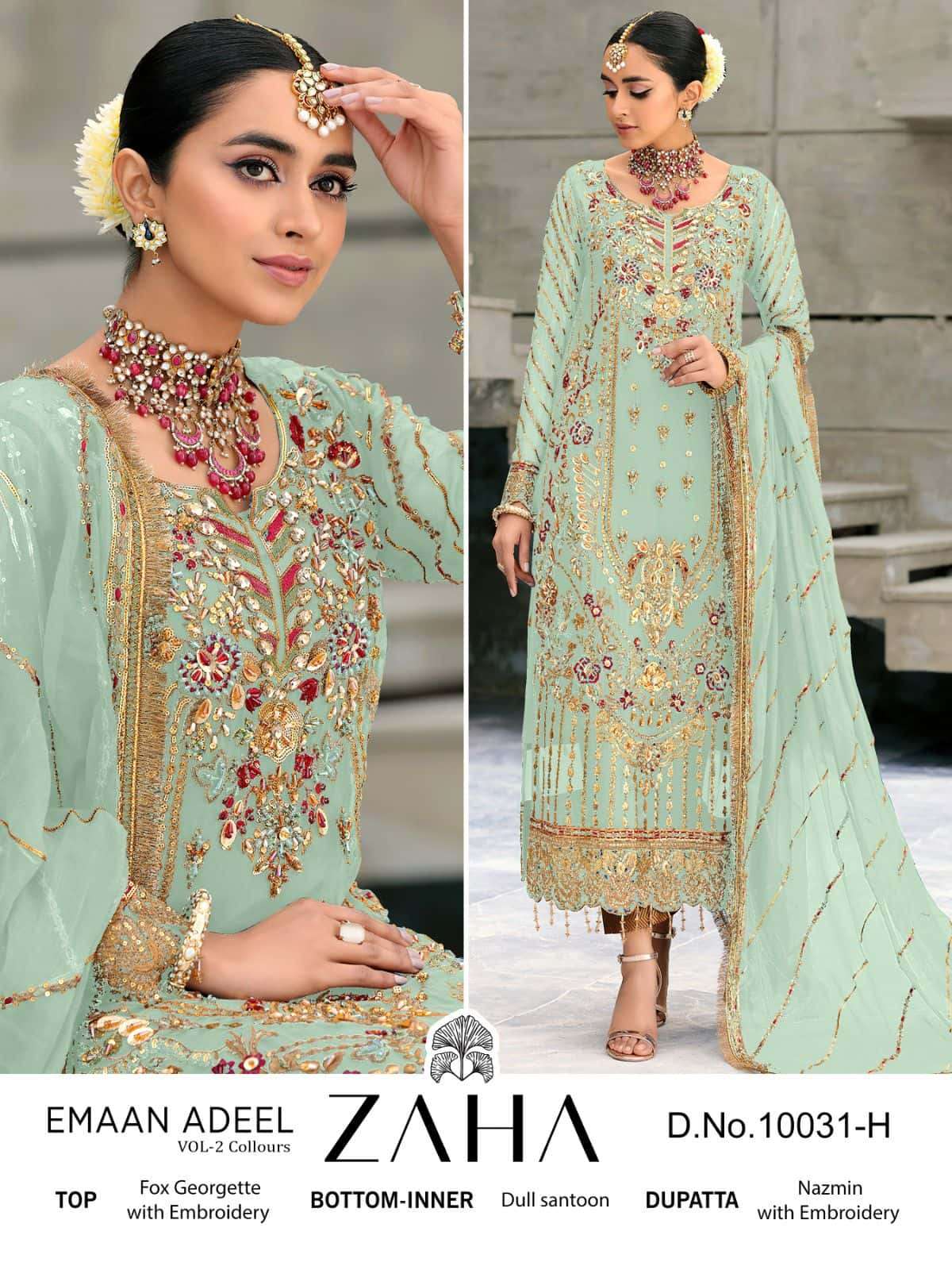 Zaha Emaan Adeel 10031 Colors Pakistani Designer Suit Wholasaler view 5