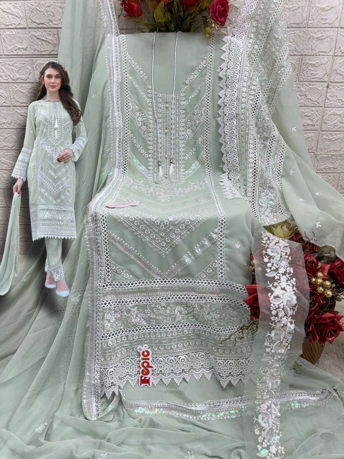 Fepic C 1801 Colors Fancy Embroidered Georgette Pakistani Suit view 3