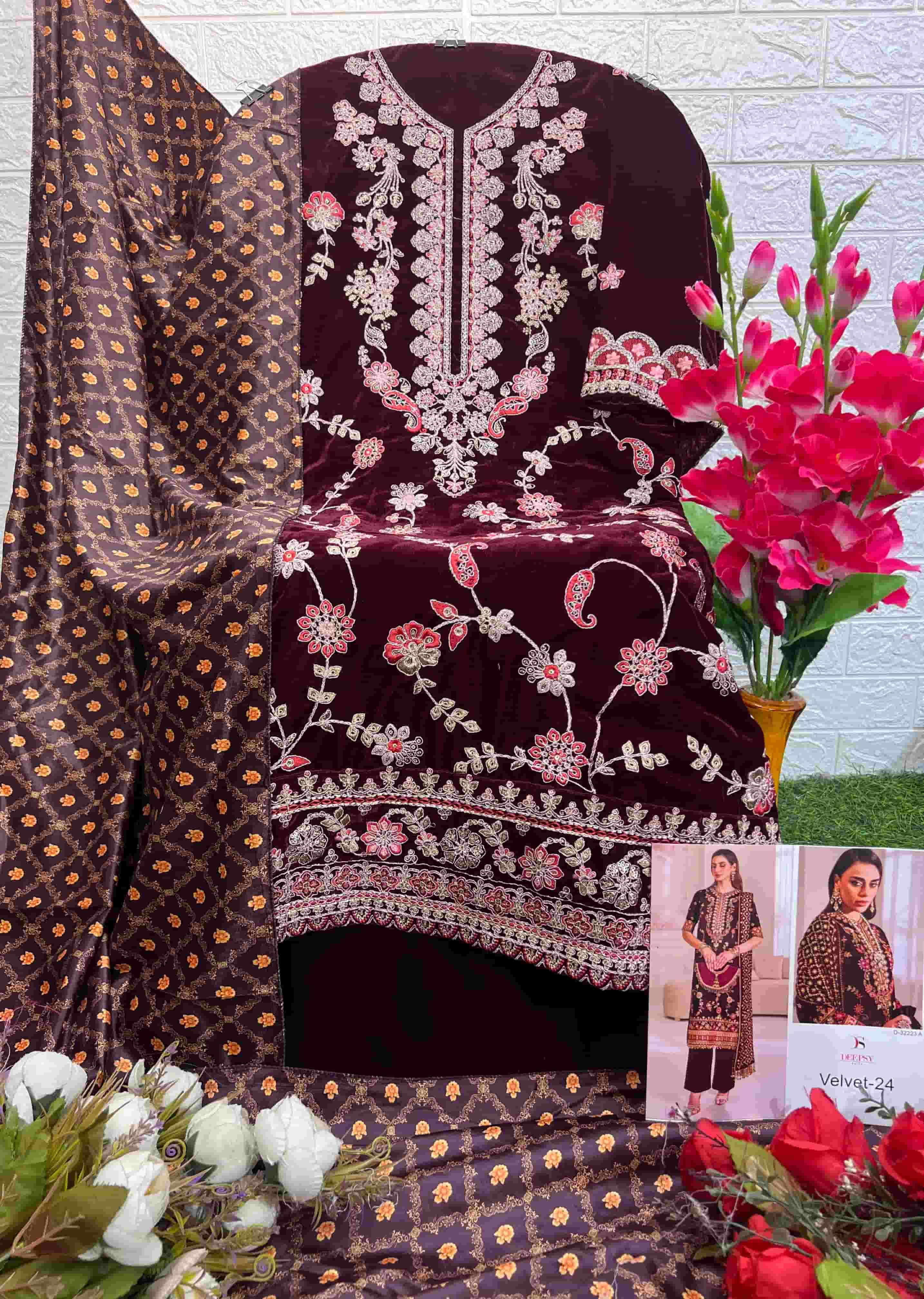 Deepsy D 32223 A Pakistani Style Designer Velvet Salwar Kameez Exporter view 2