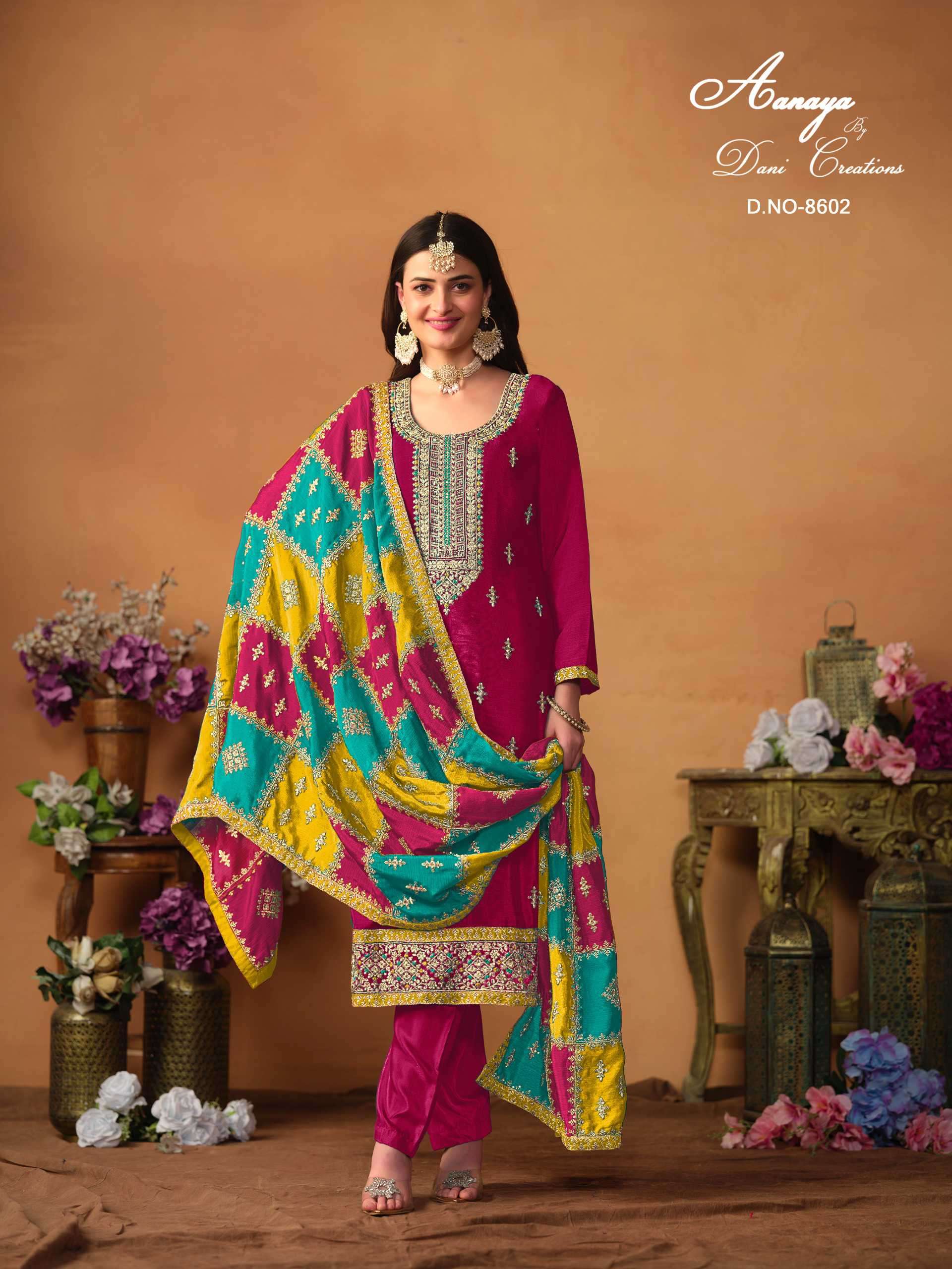 Aanaya Vol 186 8601 To 8603 Designer Work Ladies Dress Festive Collection view 2