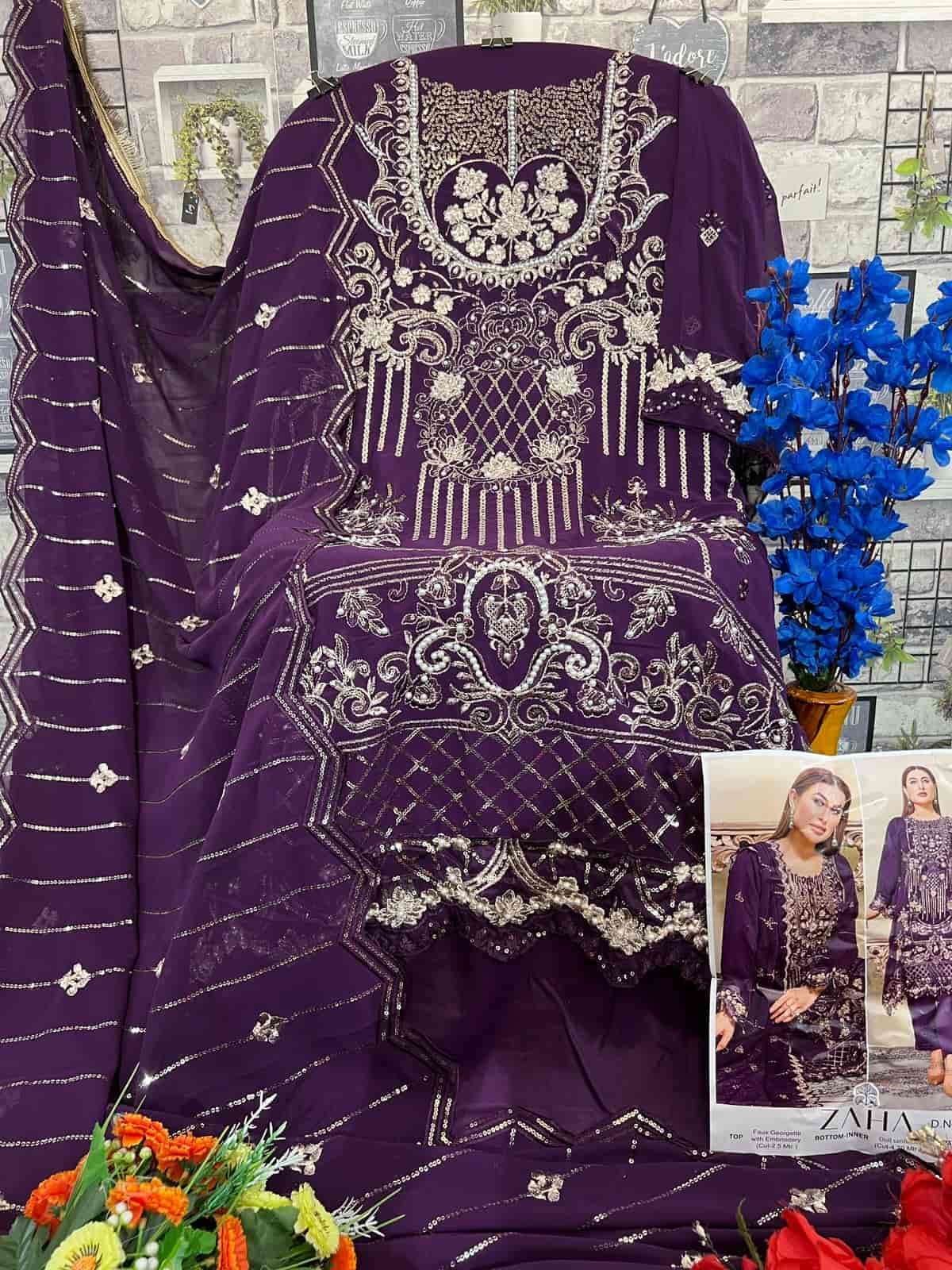 Zaha 10235 Festive Wear Style Designer Pakistani Georgette Suit Collection view 2