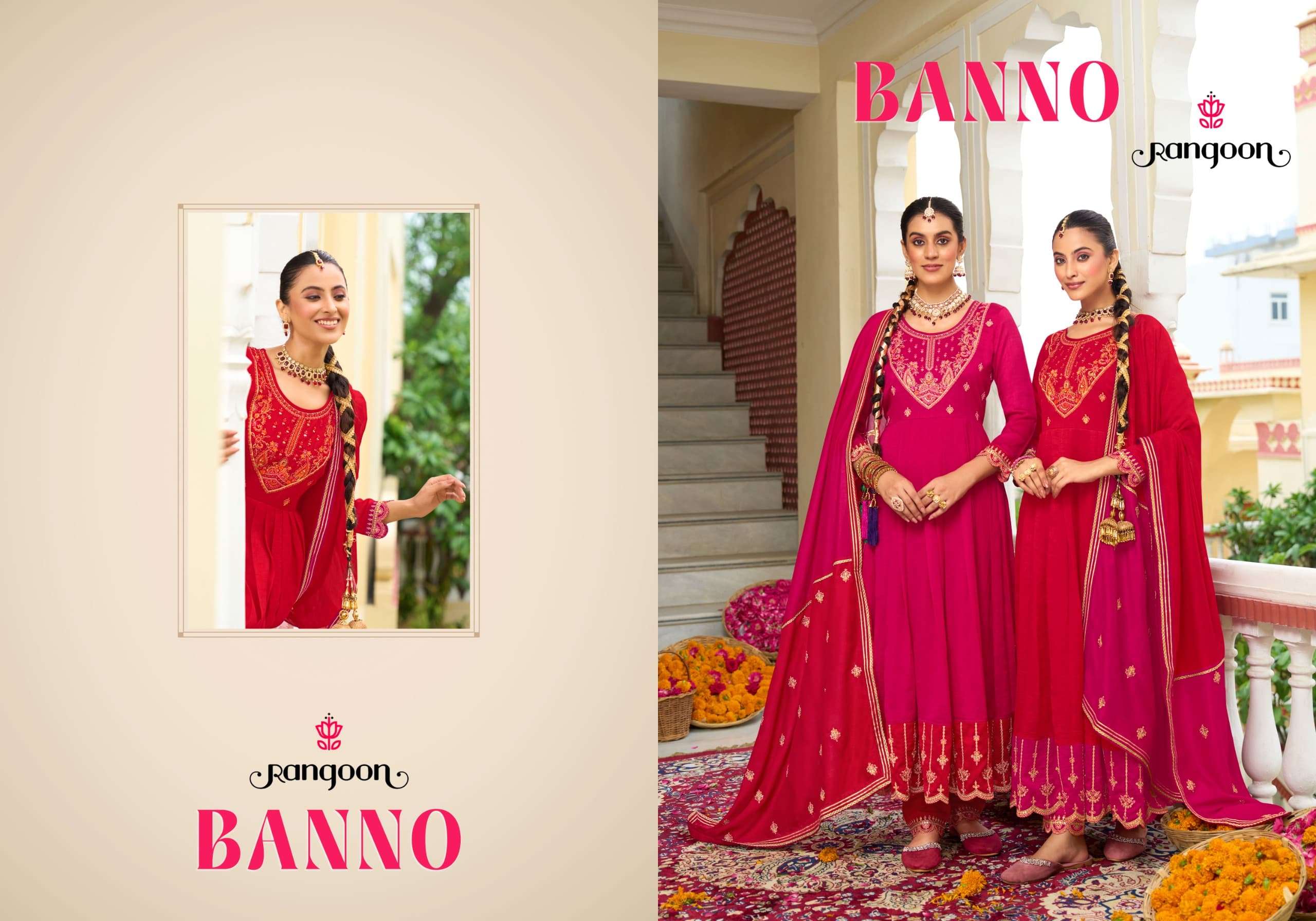 Rangoon Banno Silk Anarkali Suit view 7