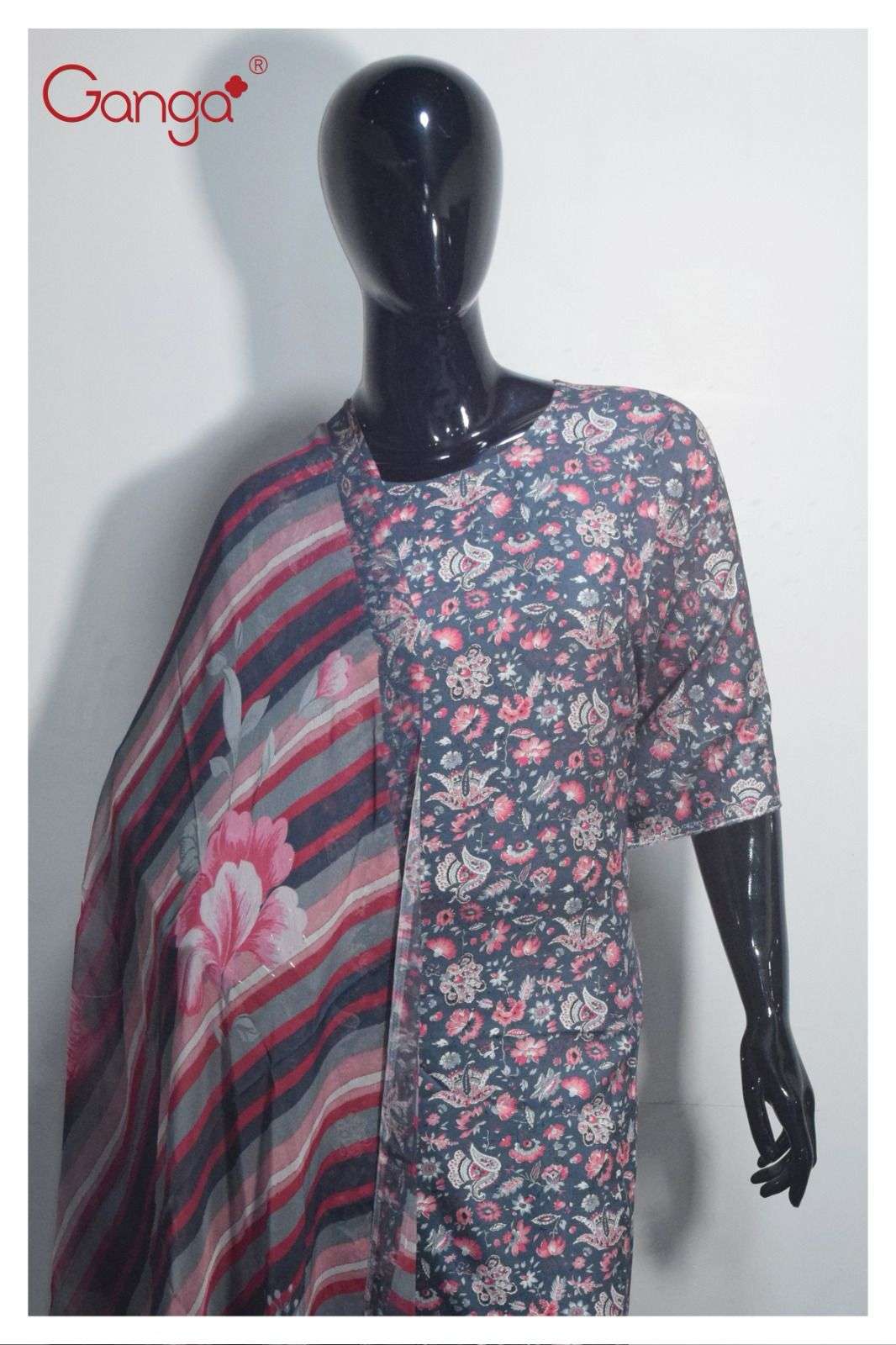 Ganga Amelia 2080 Pure Pashmina Digital Print Ladies Dress view 2