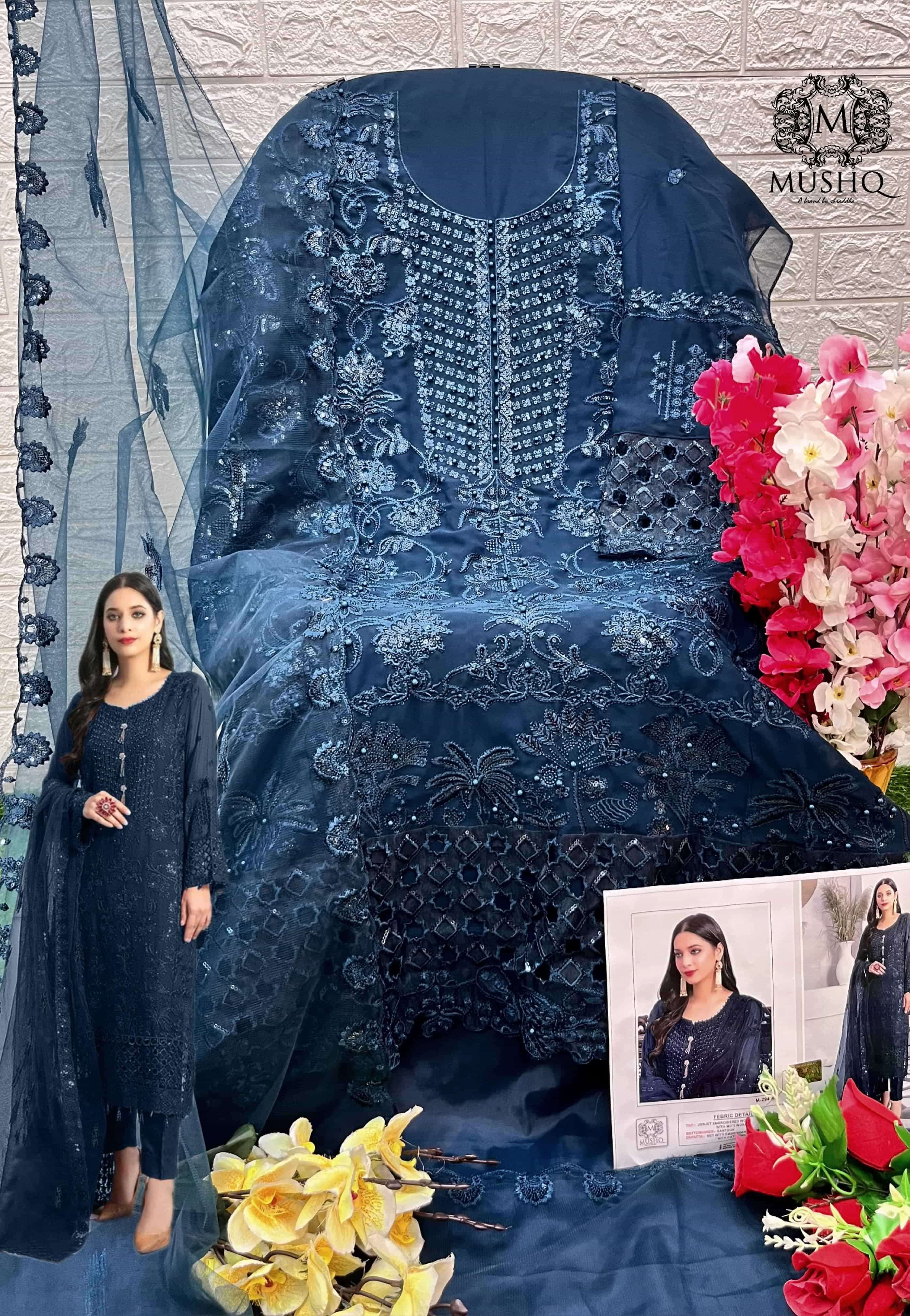 Mushq M 294 Colors Pakistani Latest New Designer Party Wear Suit Wholesalers view 7