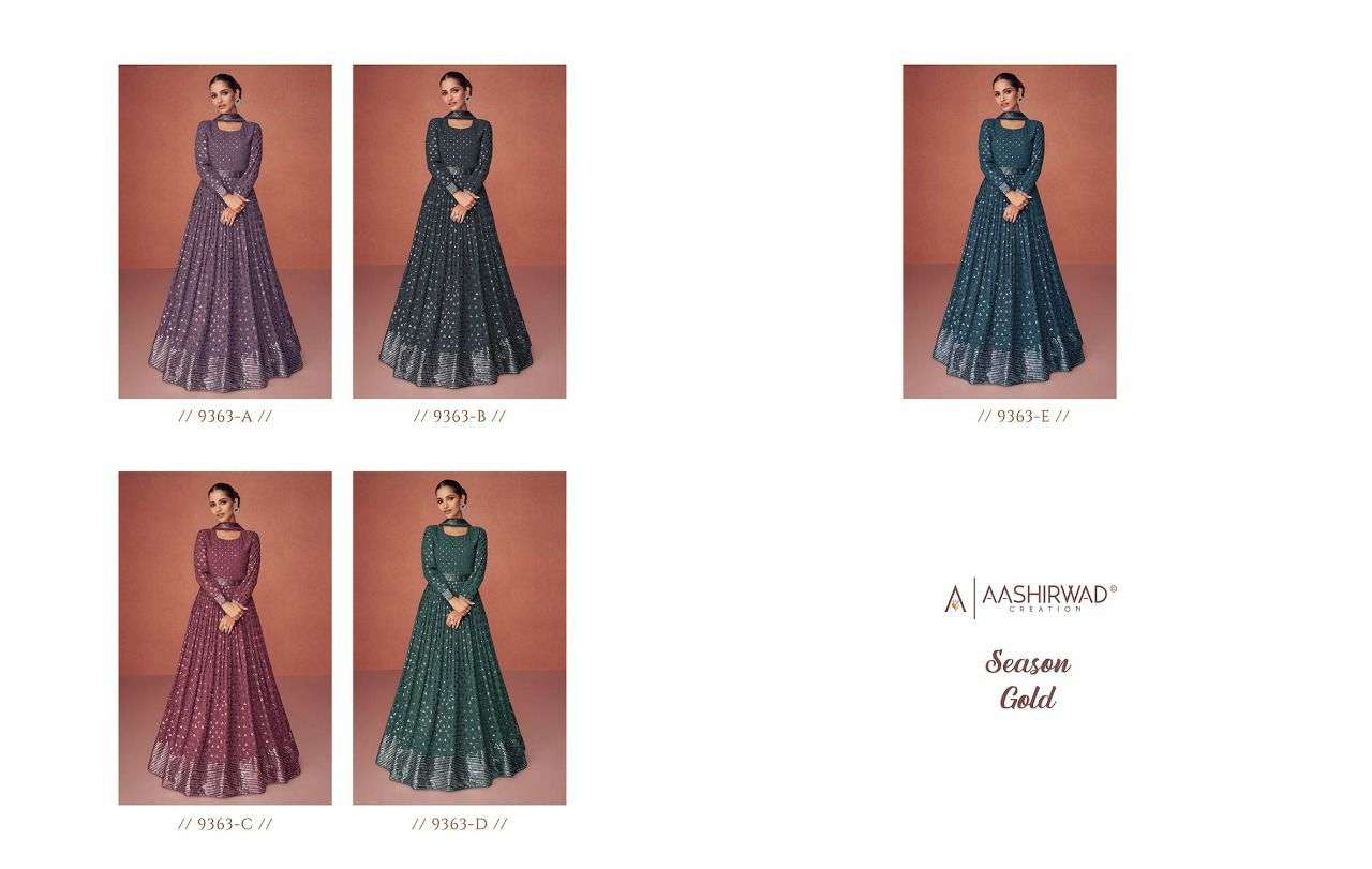 Aashirwad Gulkand Season Gold Designer Party Wear Anarkali Suit view 8
