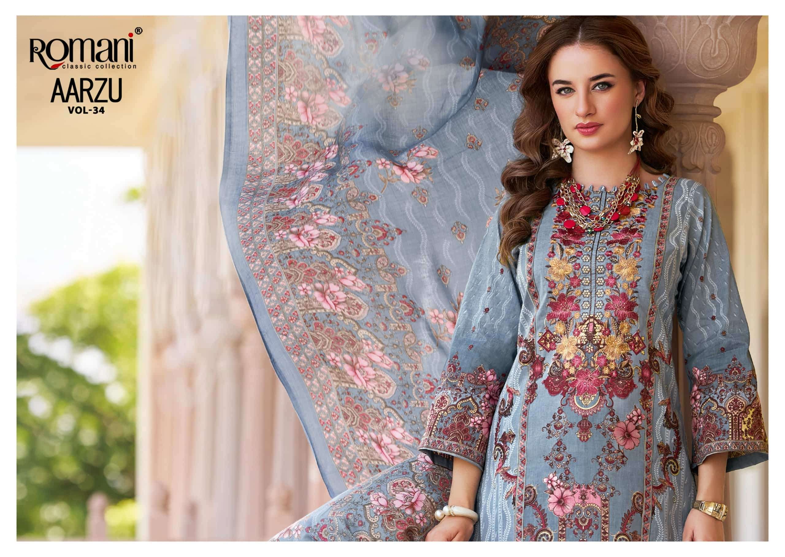 Romani Aarzu Vol 34 Unstitch Cotton Ladies Suit view 10