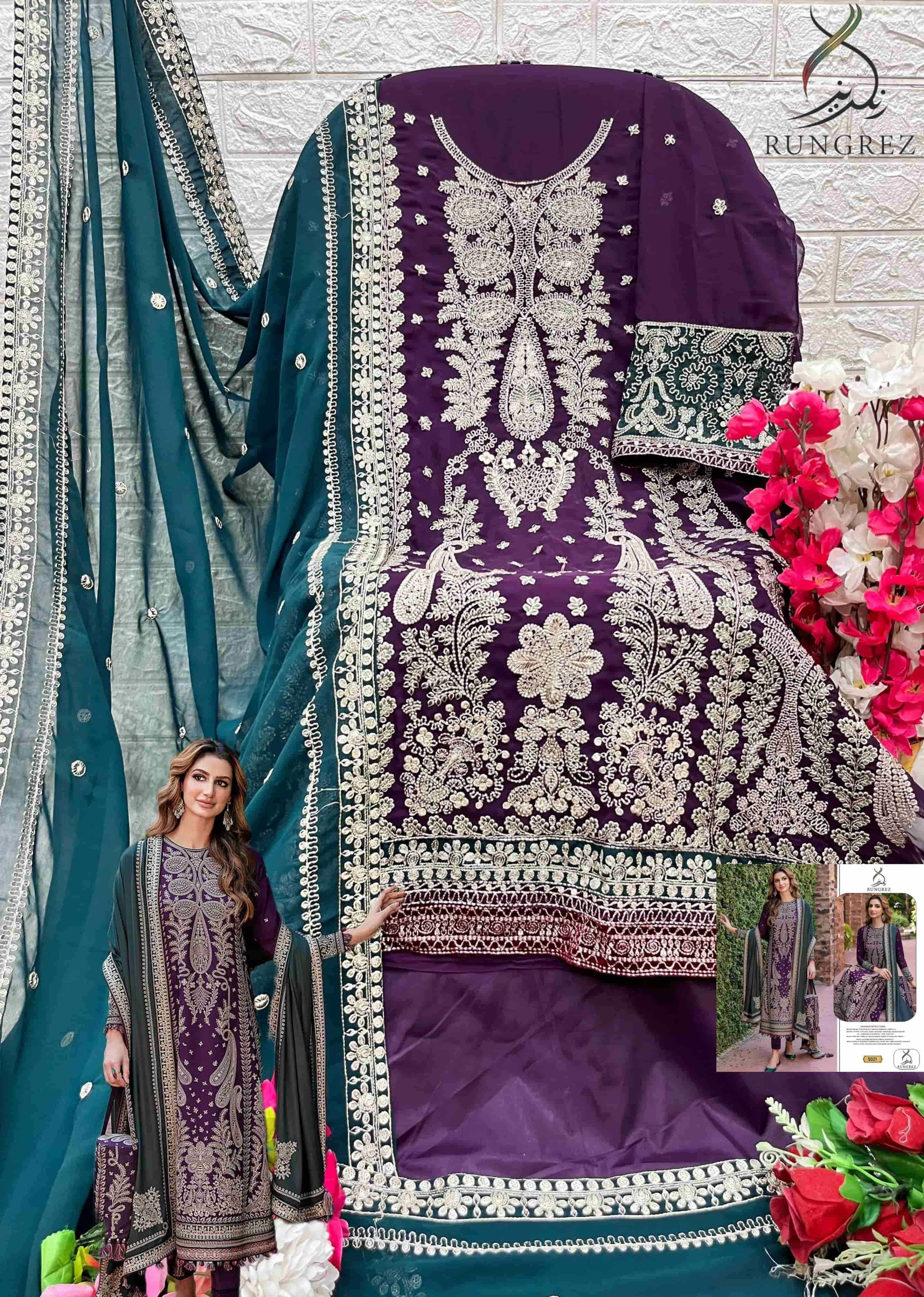 Rungrez 5021 Pakistani Festive Wear Style Heavy Embroidered Salwar Kameez Exporter view 2