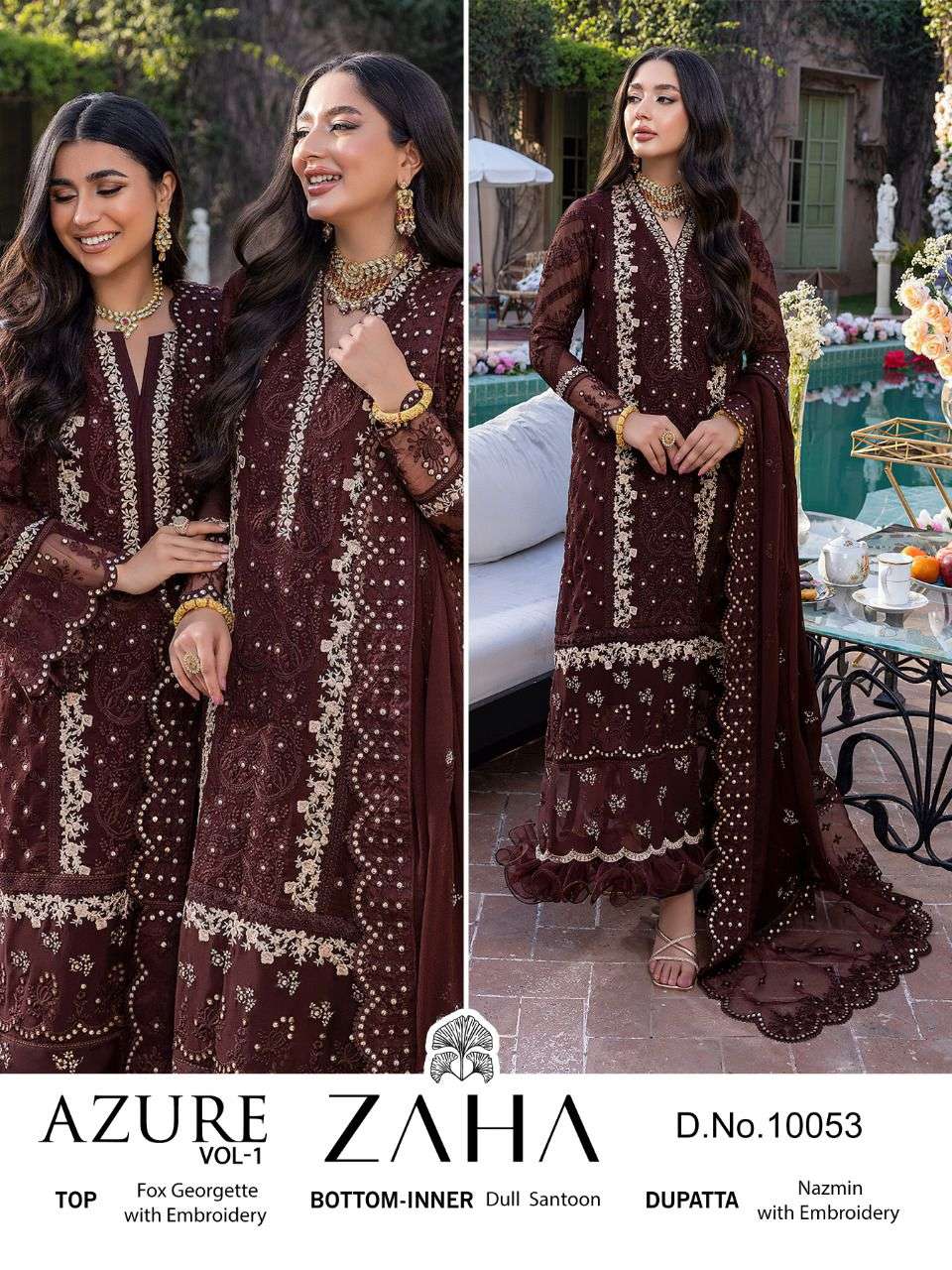 Zaha Azure Vol 1 Party Wear Georgette Pakistani Suit view 6