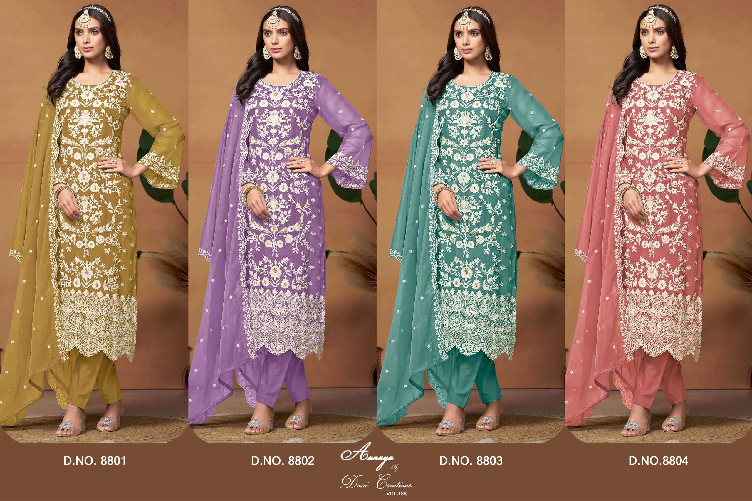 Aanaya Vol 188 8801 To 8804 Designer Organza Dress Catalog Exporters view 9