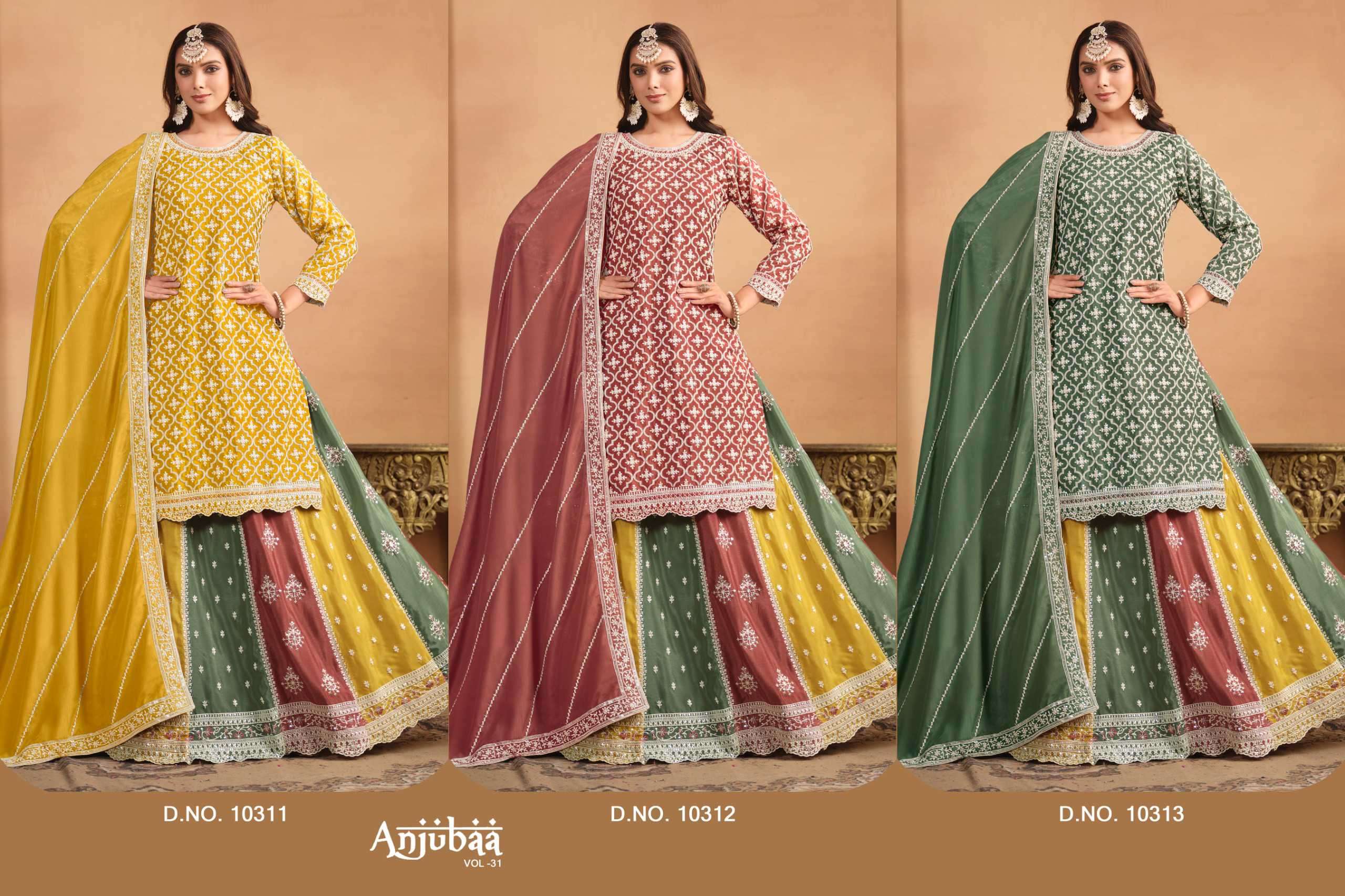 Anjubaa Vol 31 10311 To 10313 Designer Lehenga Style Dress Wedding Collection view 7