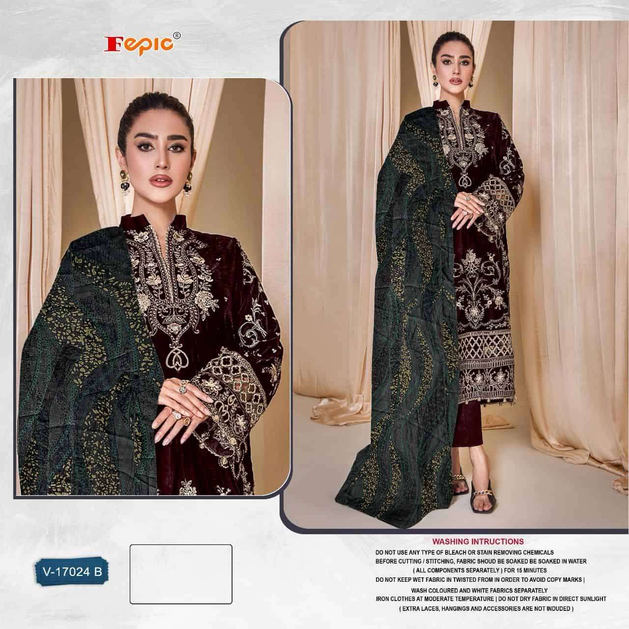 Fepic V 17024 Colors Pakistani Exclusive Designer Winter Wear Style Suit Wholesalers view 3