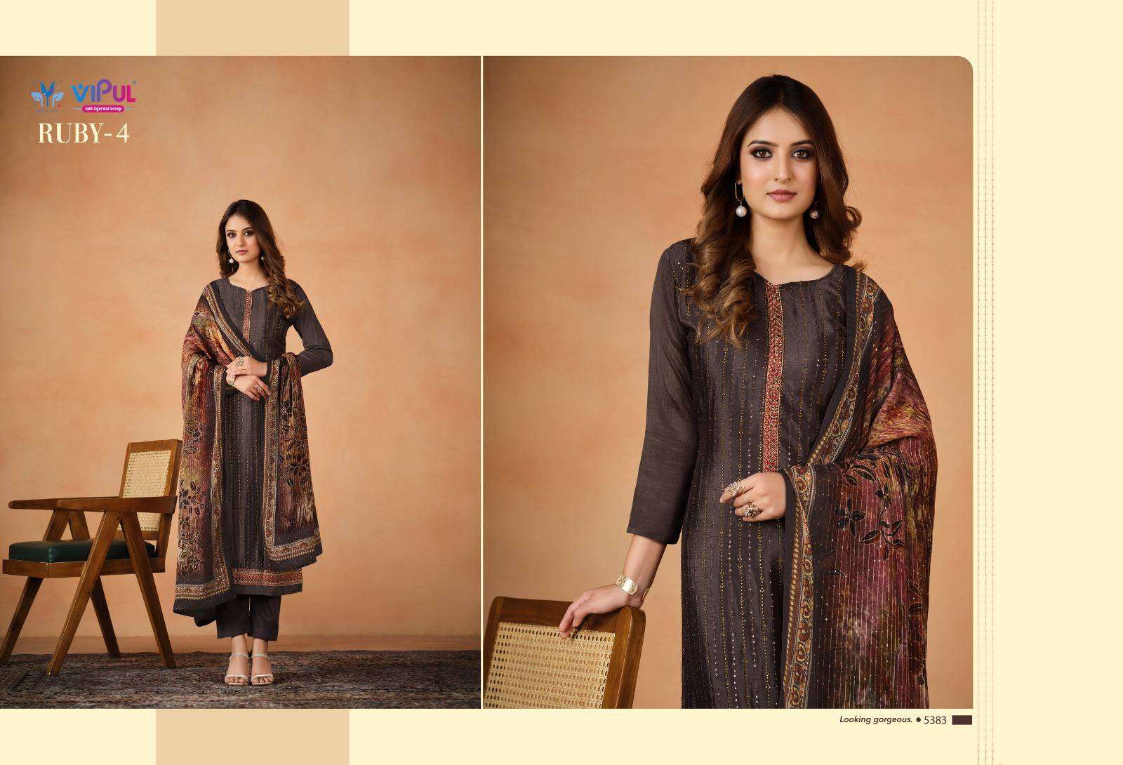 Vipul Ruby Vol 4 Fancy Straight Designs Festive Wear Dress Catalog Exporter view 5
