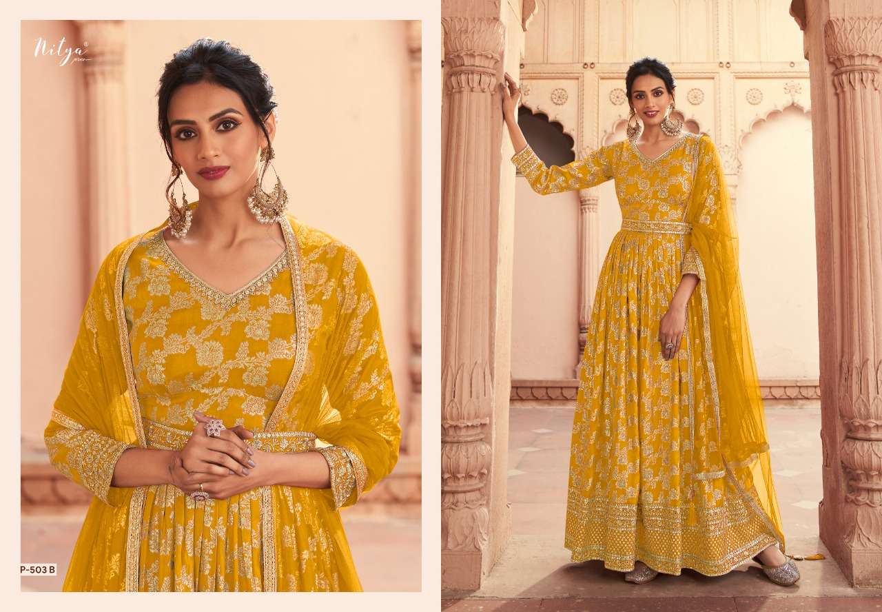 LT Fabrics Nitya 503 Colors Exclusive party Long Dress New Designs view 6