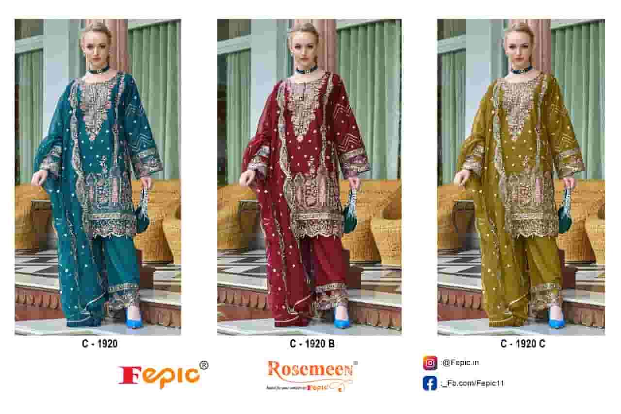 Fepic C 1920 Colors Pakistani Style Designer Festive Wear Organza Suit Wholesalers view 4