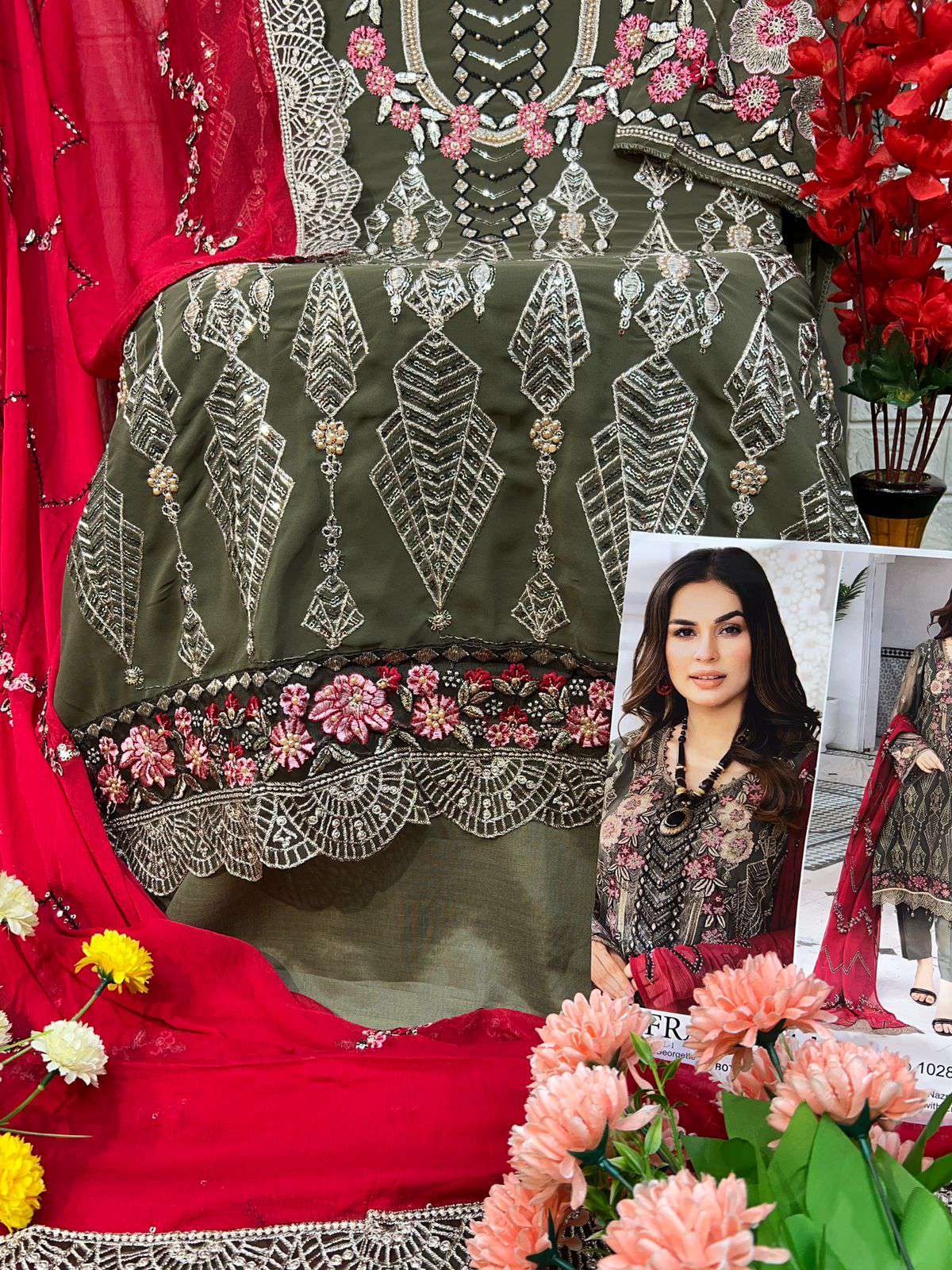 Zaha Afra Vol 1 10284 To 10286 Designer Georgette Suit Pakistani Collection view 9