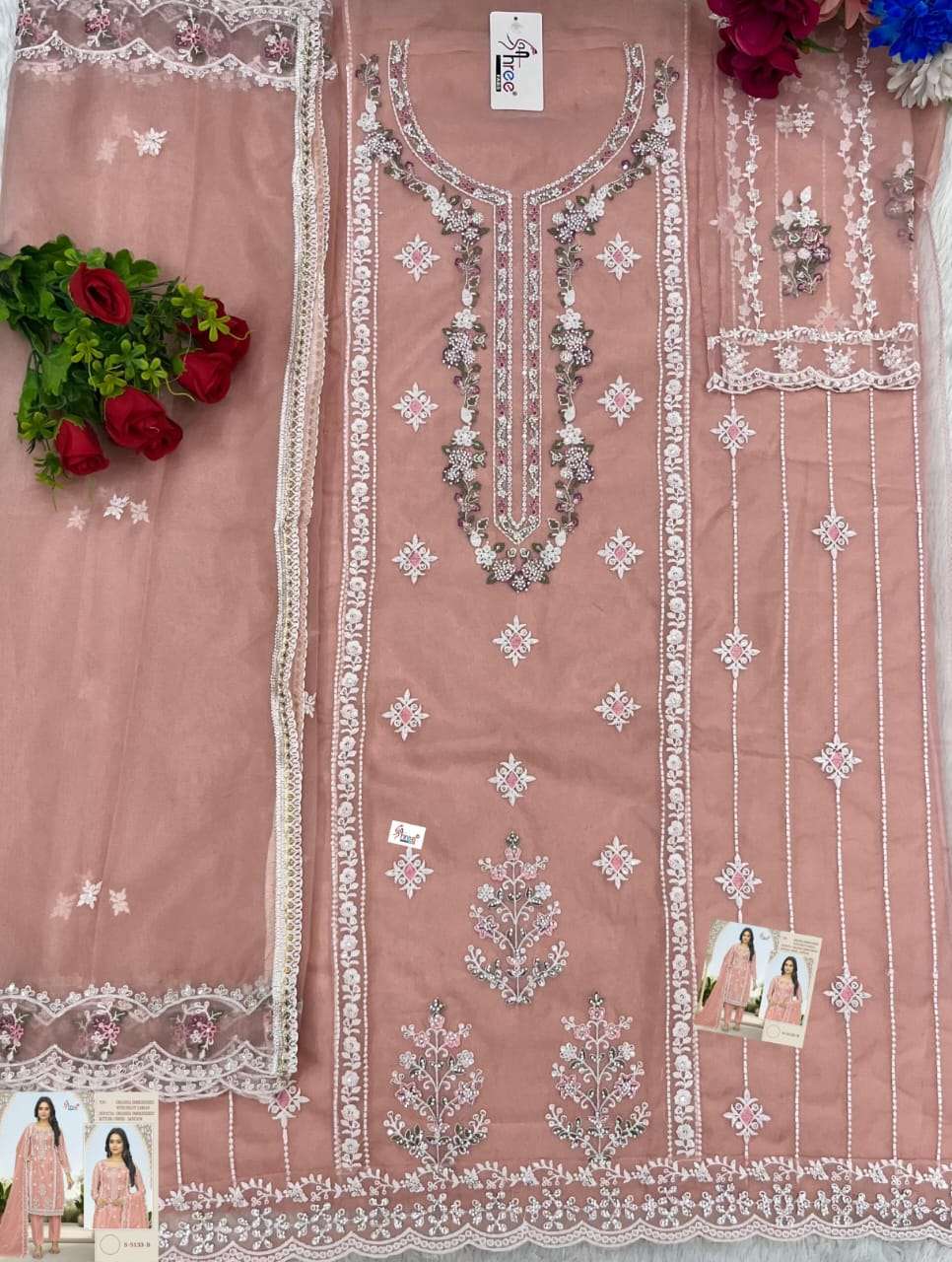 Pakistani Organza Embroidered Salwar Suit S-5133 view 8