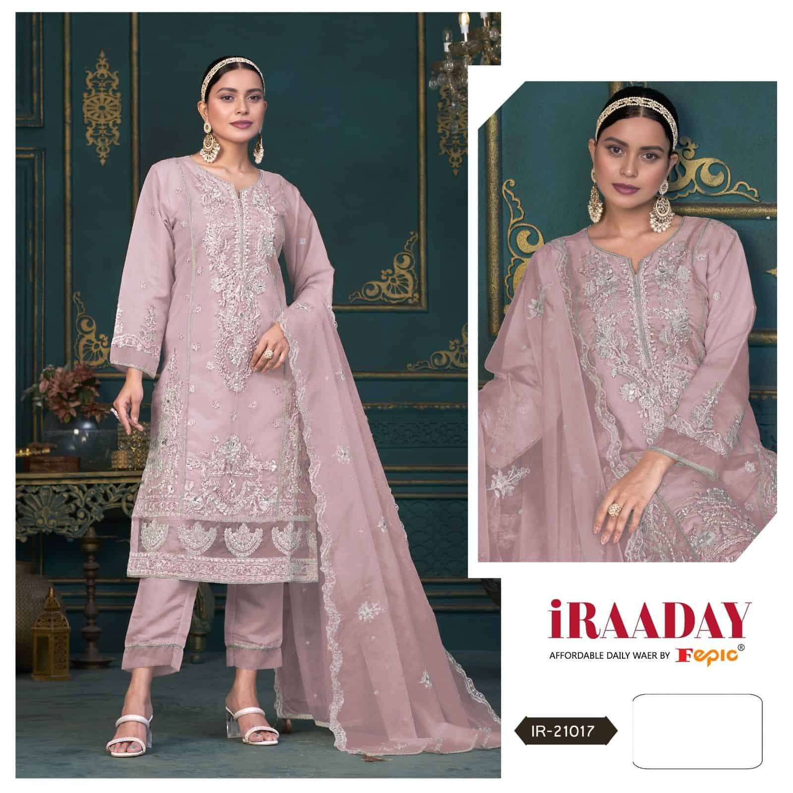 Fepic Iraaday IR 21017 Colors Pakistani Designer Style Organza Embroidered Suit Collection view 2