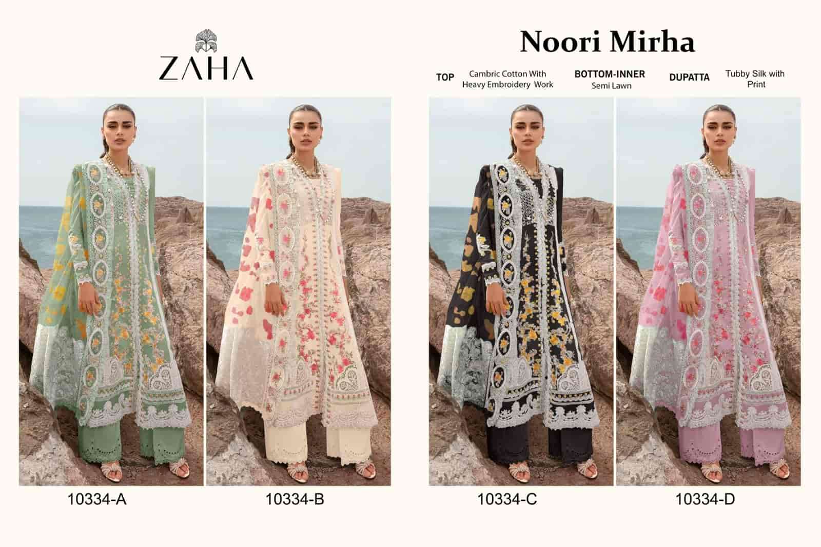 Zaha Noori Mirha 10334 Colors Pakistani Designer Cotton Salwar Kameez Wholesalers view 4
