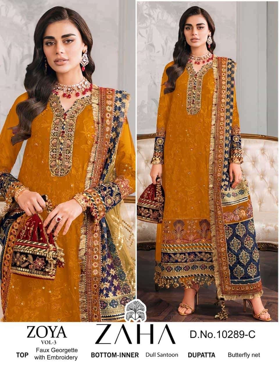 Zaha Zoya Vol 3 10289 Colors Pakistani Festive Wear Style Salwar Suit Wholesalers view 3