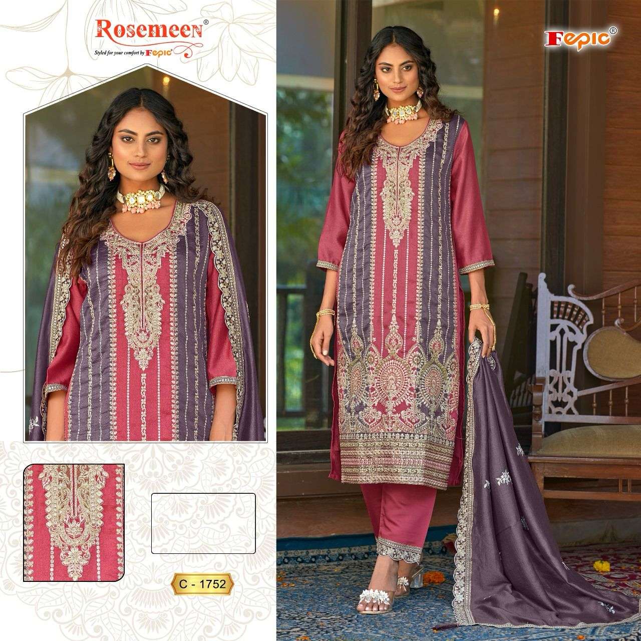Fepic C 1752 Colors Designer Work Pakistani Suit Festive Collection view 3