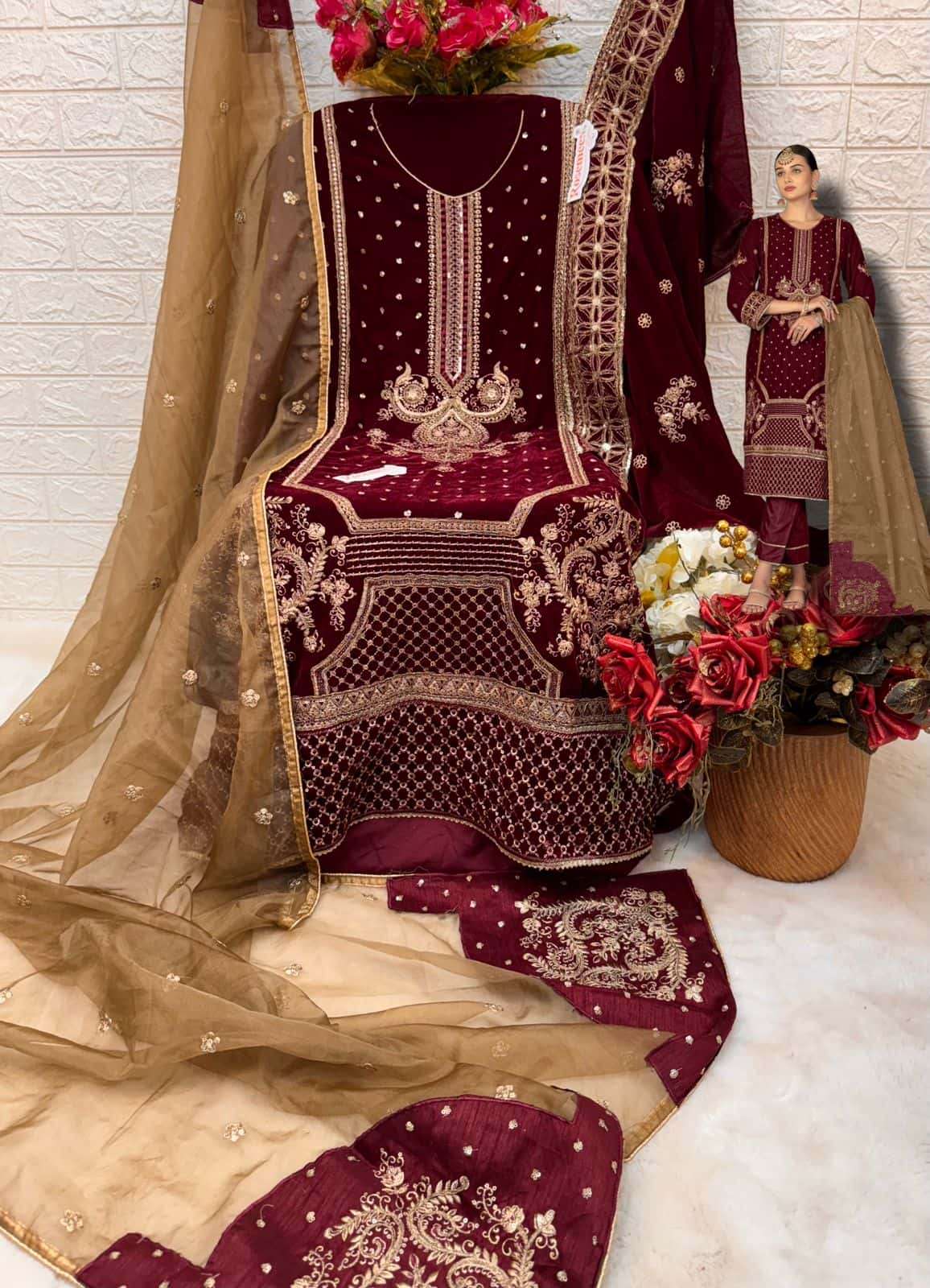 Fepic V 17031 Festive Wear Style Designer Pakistani Velvet Suit Exporter view 2