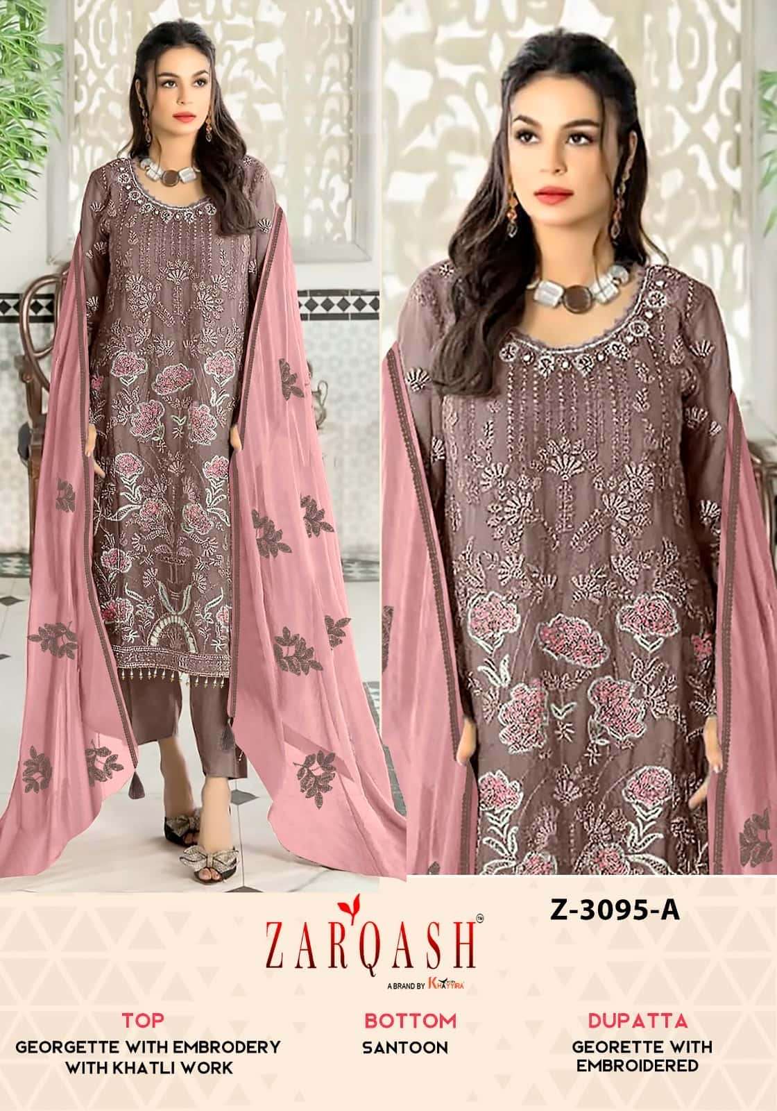 Zarqash Z 3095 Colors Pakistani Embroidered Designer Salwar Suit Wholesalers view 12