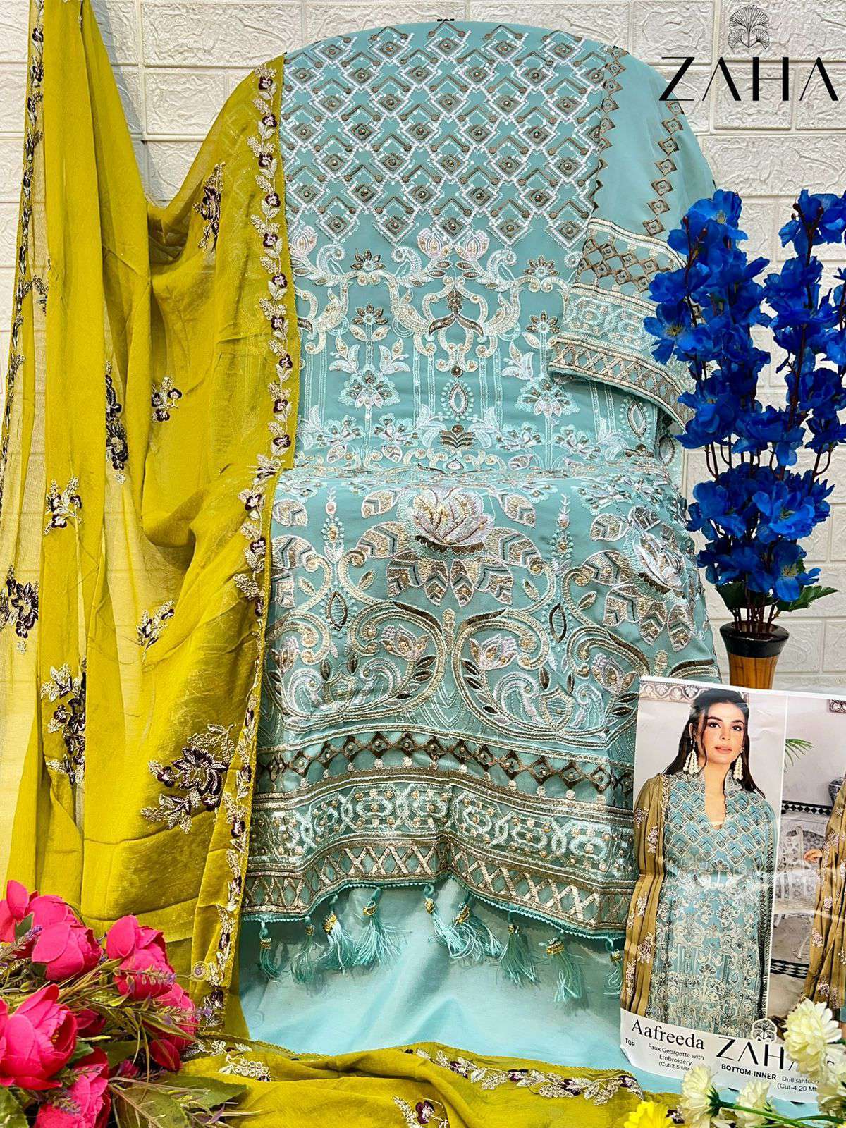Zaha Aafreeda Vol 1 10256 To 10258 Designer Georgette Pakistani Suit Festive Collection view 6