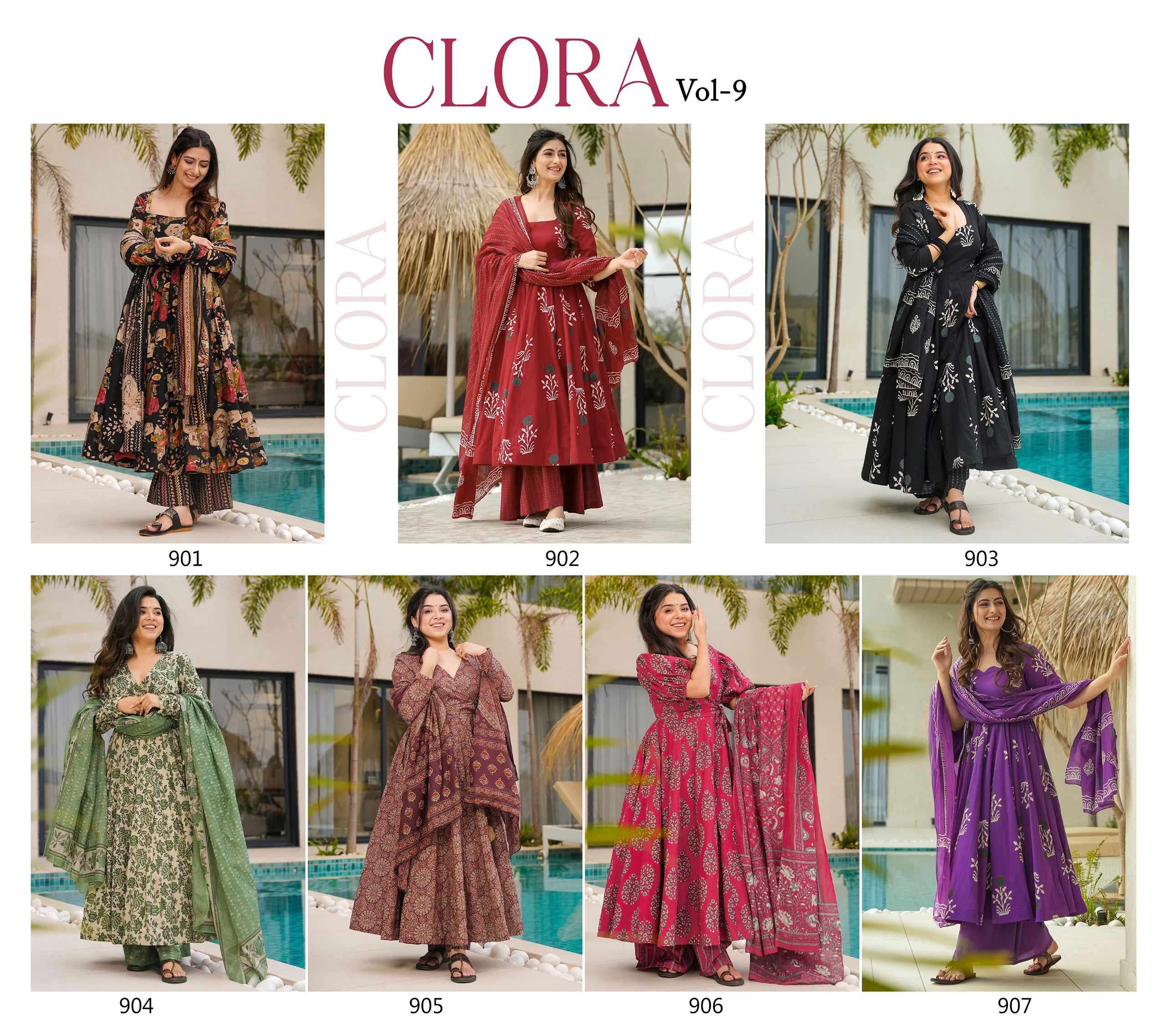 Lucaya Clora Vol 9 901 TO 907 Long Kurti Bottom Dupatta Collection Exploter view 21