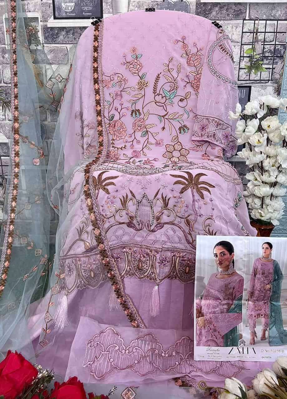 Zaha Ramsha Vol 14 10216 Hits Colors Pakistani Festive Wear Designer Suit Exporters view 7