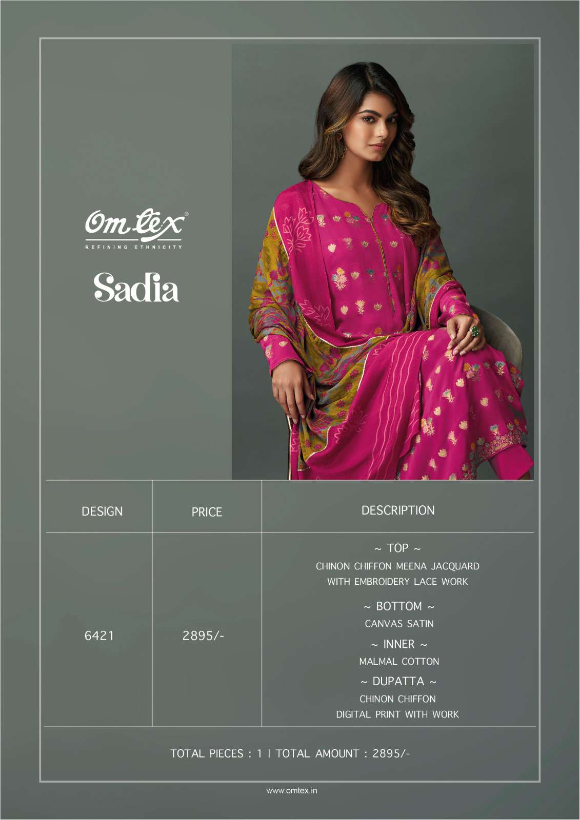 Omtex Sadia Exclusive Chinon Suit Latest Catalog Suits view 3