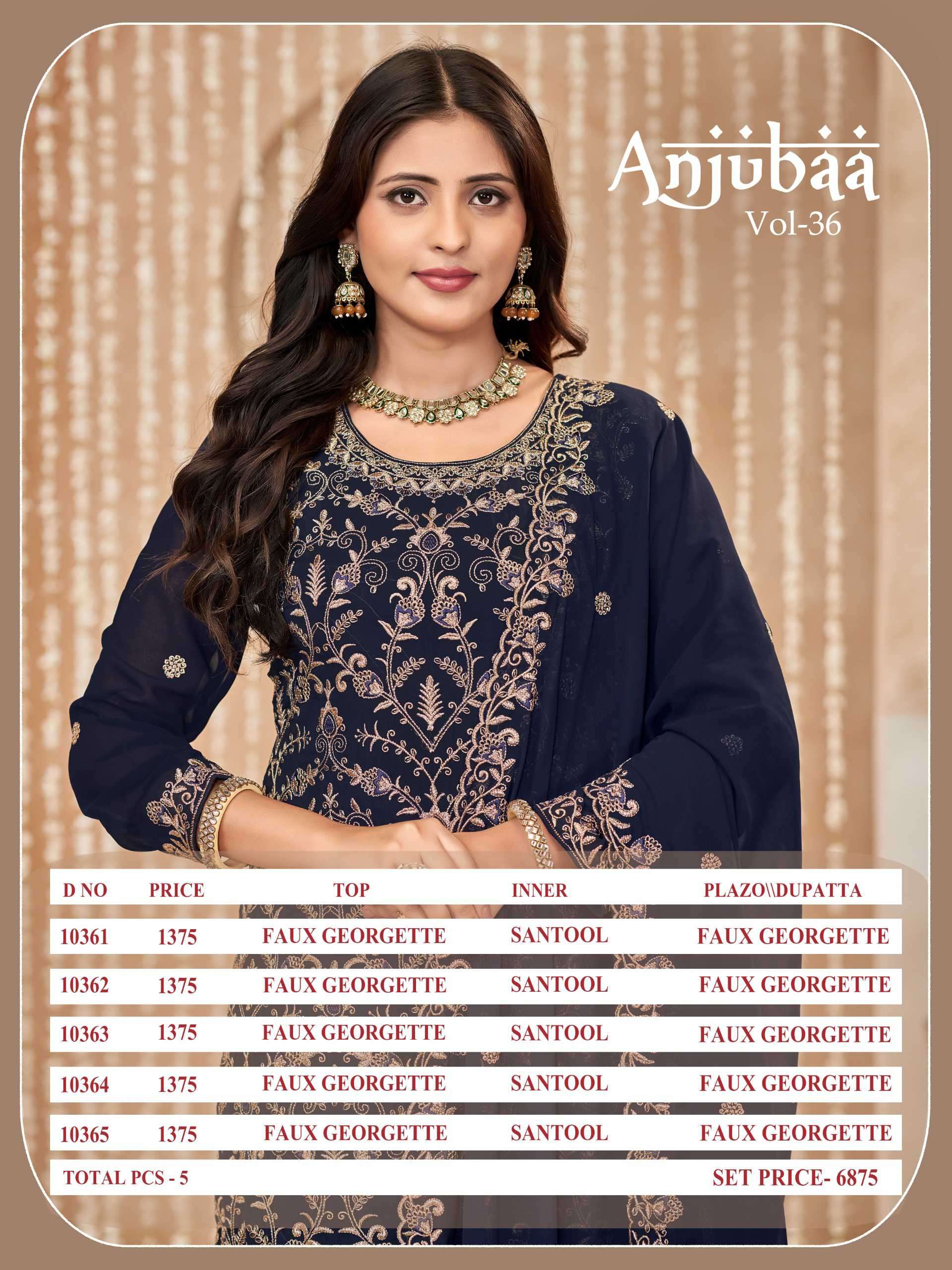 Anjubaa Vol 36 10361 To 10365 Designer Work Georgette Suit view 8
