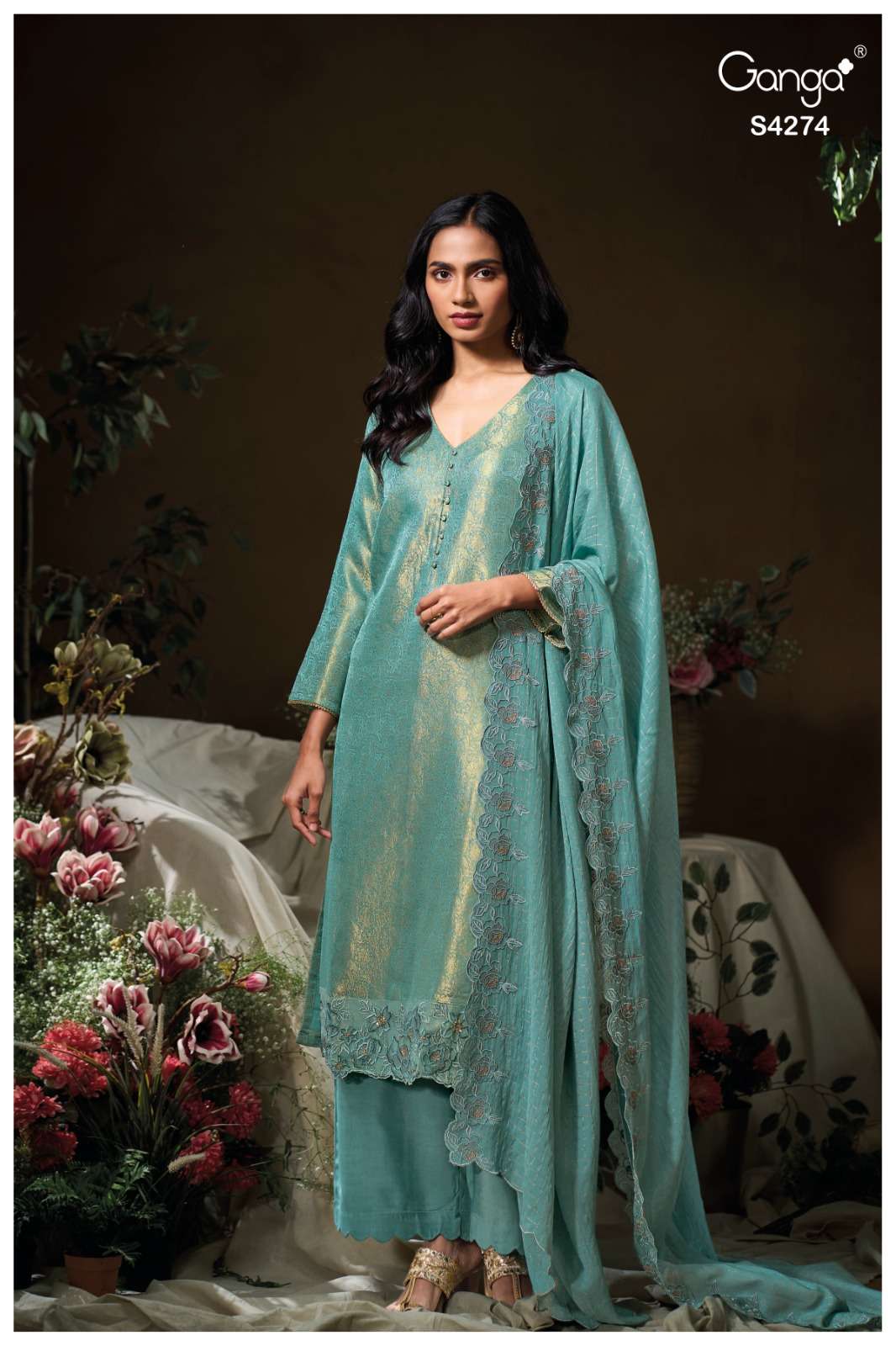 Ganga Fashion Hridya 4274 Pure Bemberg Silk Partywear Suit Collection view 2
