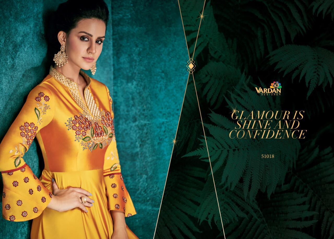 Vardan designer Rozi vol 1 Silk partywear Gown Collection view 3