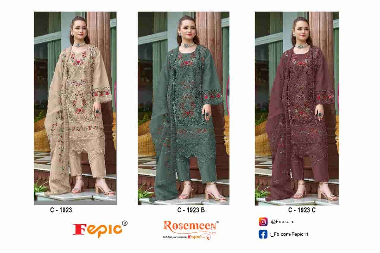 Fepic C 1923 Colors Pakistani Style Organza Embroidered Suit Wholesalers view 4