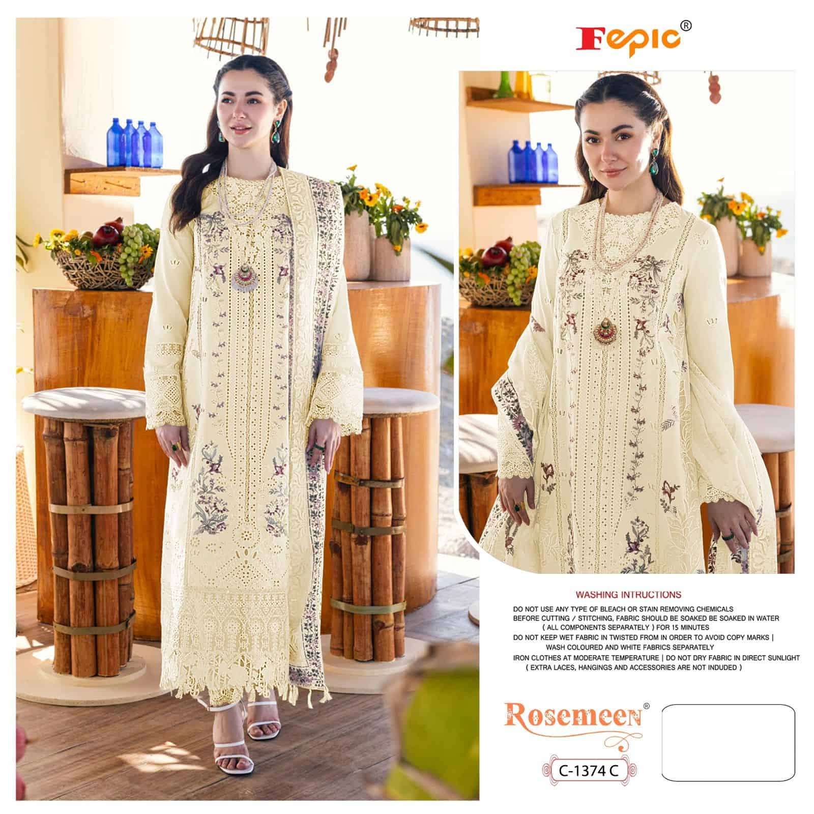 Fepic C 1374 Colors Pakistani Designer Pure Cotton Salwar Kameez Wholesalers view 4