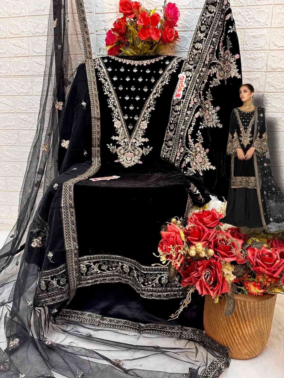 Fepic V 17014 C Party Wear Style Latest Designer Pakistani Velvet Suit view 2