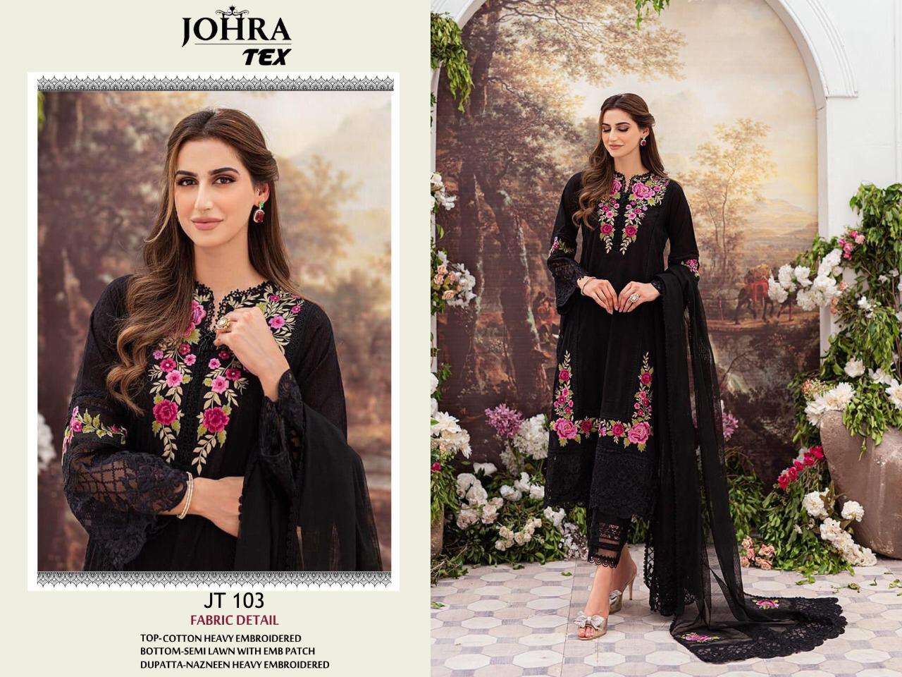 Johra Tex 103 Latest Designer Pakistani Cotton Embroidered Suit Exporter view 2