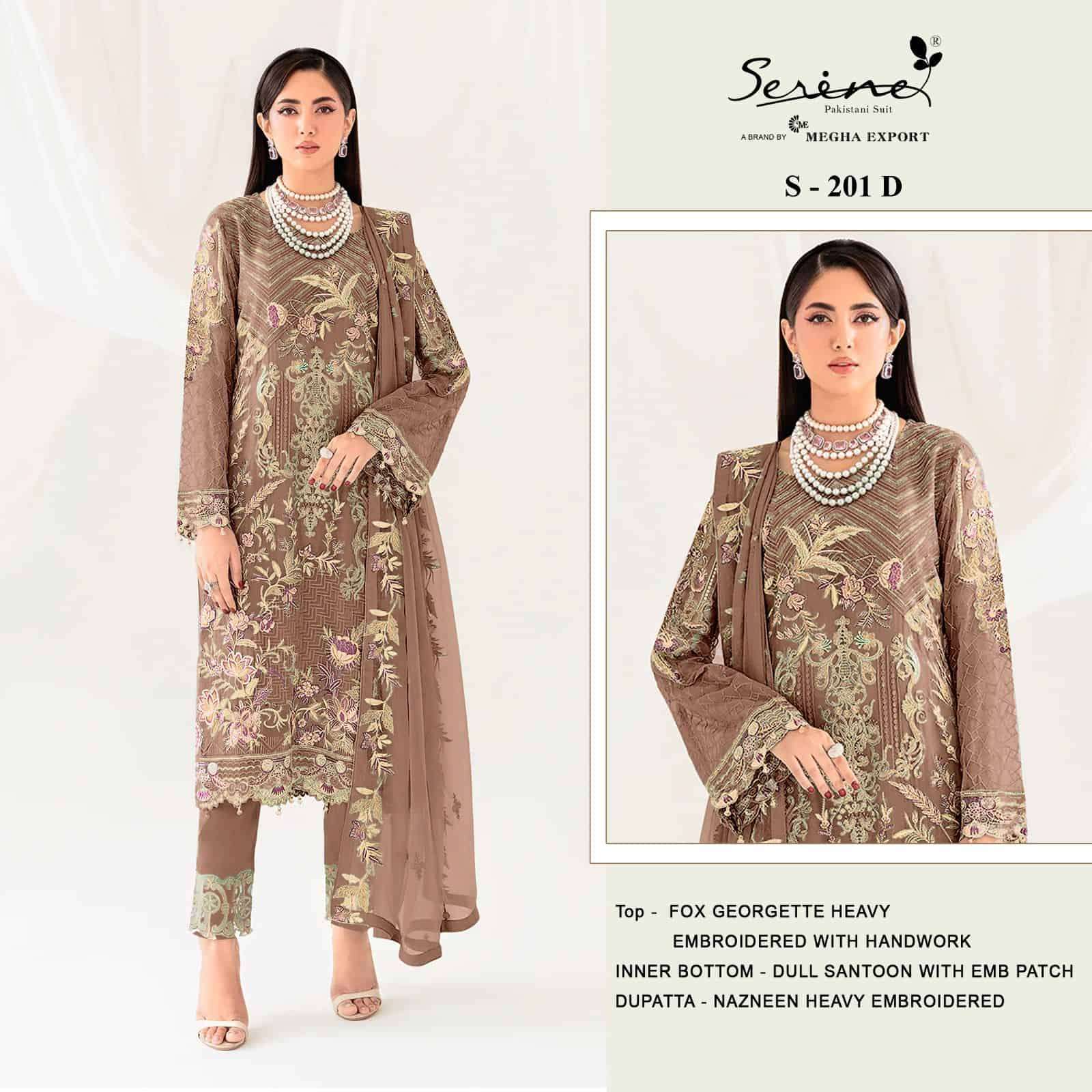 Serine S 201 Colors Pakistani Latest Designs Festive Wear Style Suit Exporter view 5