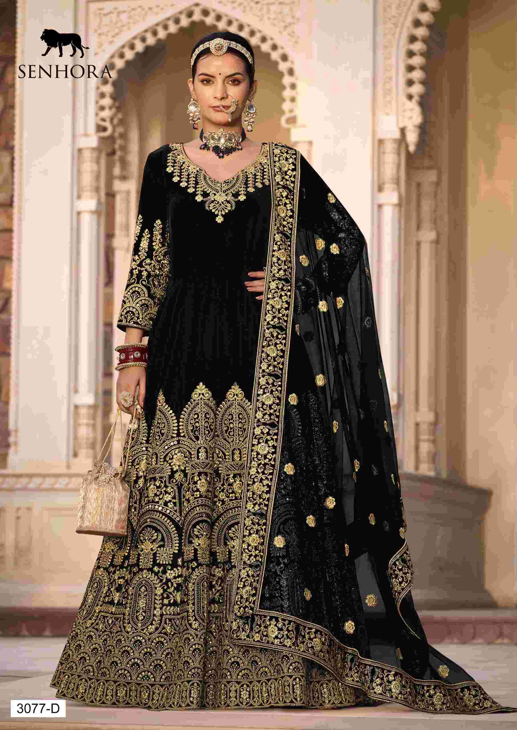 Senhora Riwayat Velvet Bridal Anarkali Gown view 15