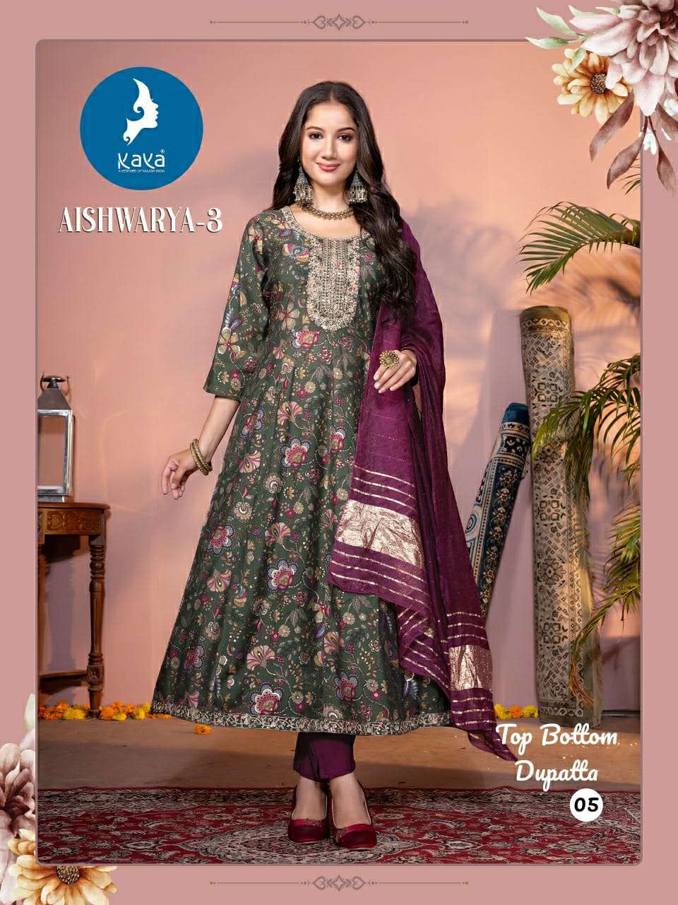 Kaya Aishwarya Vol 3 Anarkali Style 3 Piece Readymade Catalog view 7
