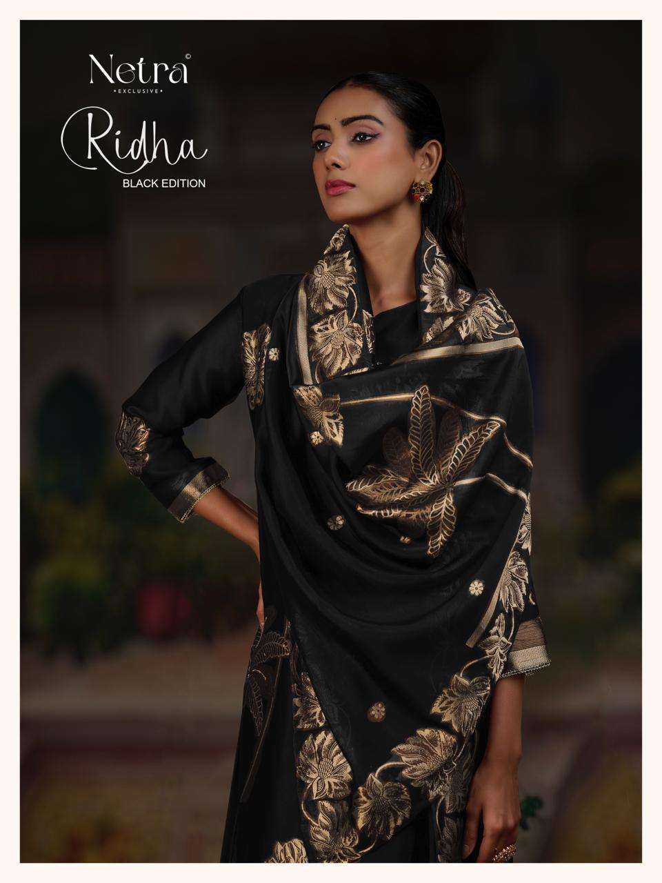 Netra Ridha Black Edition Partywear Style Jacquard Latest Suit Collection view 3
