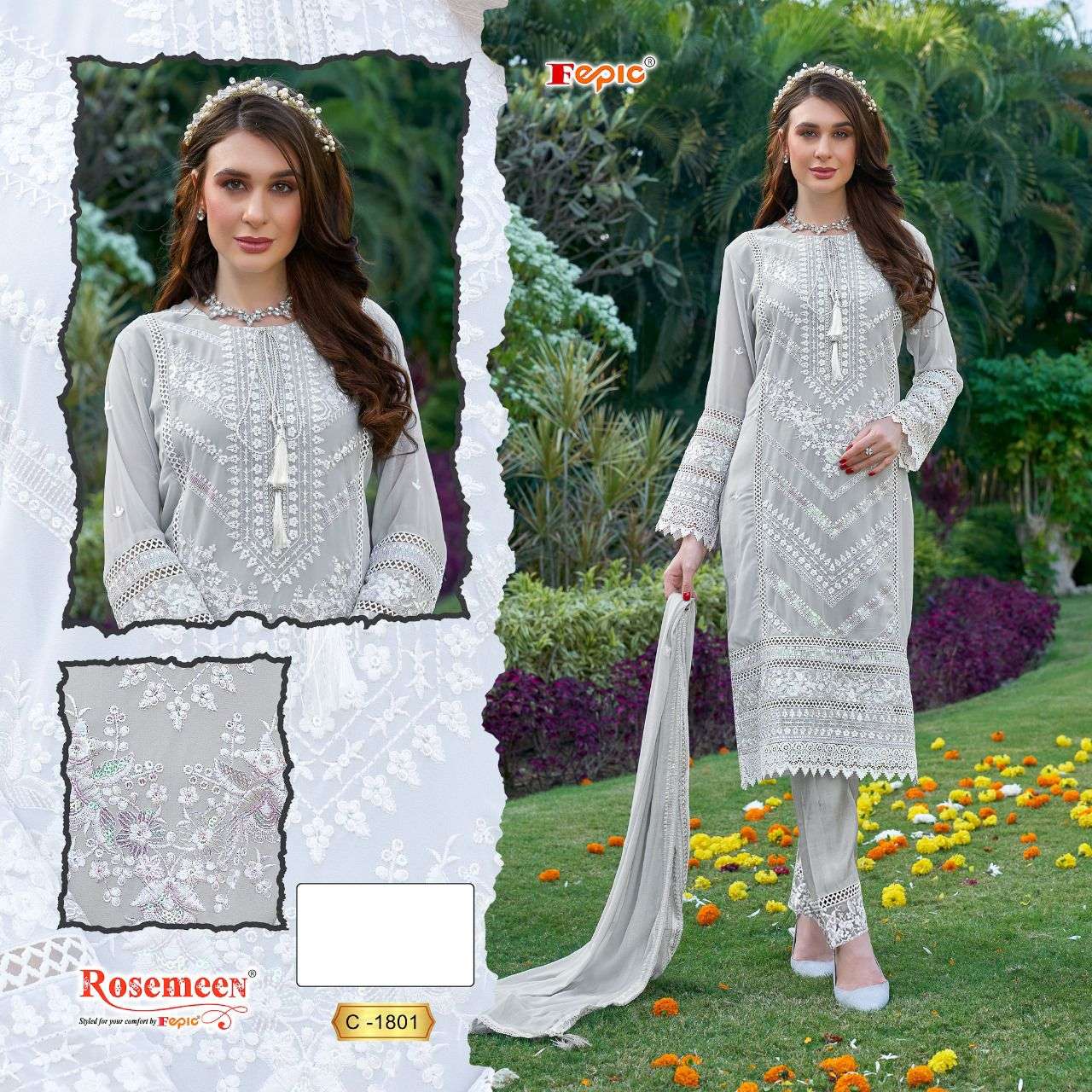 Fepic C 1801 Colors Fancy Embroidered Georgette Pakistani Suit view 4