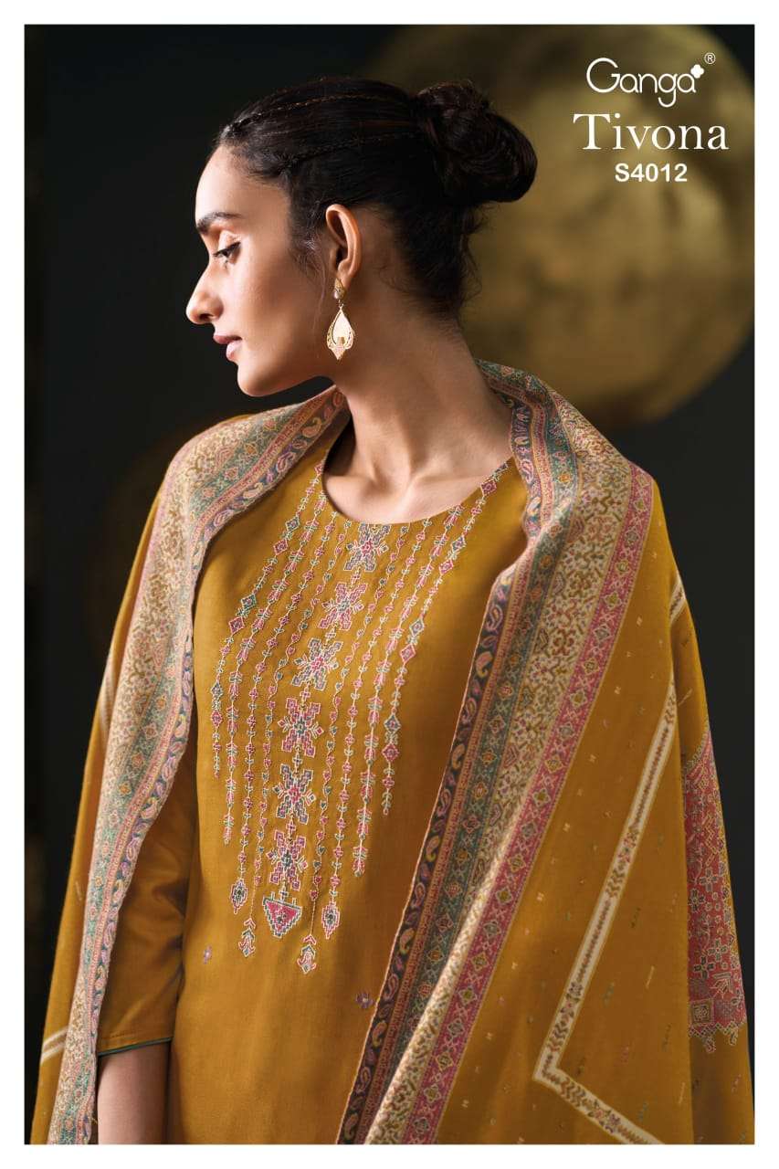 Ganga Fashion Tivona 4012 Pure Pashmina Suit Winter Collection view 2