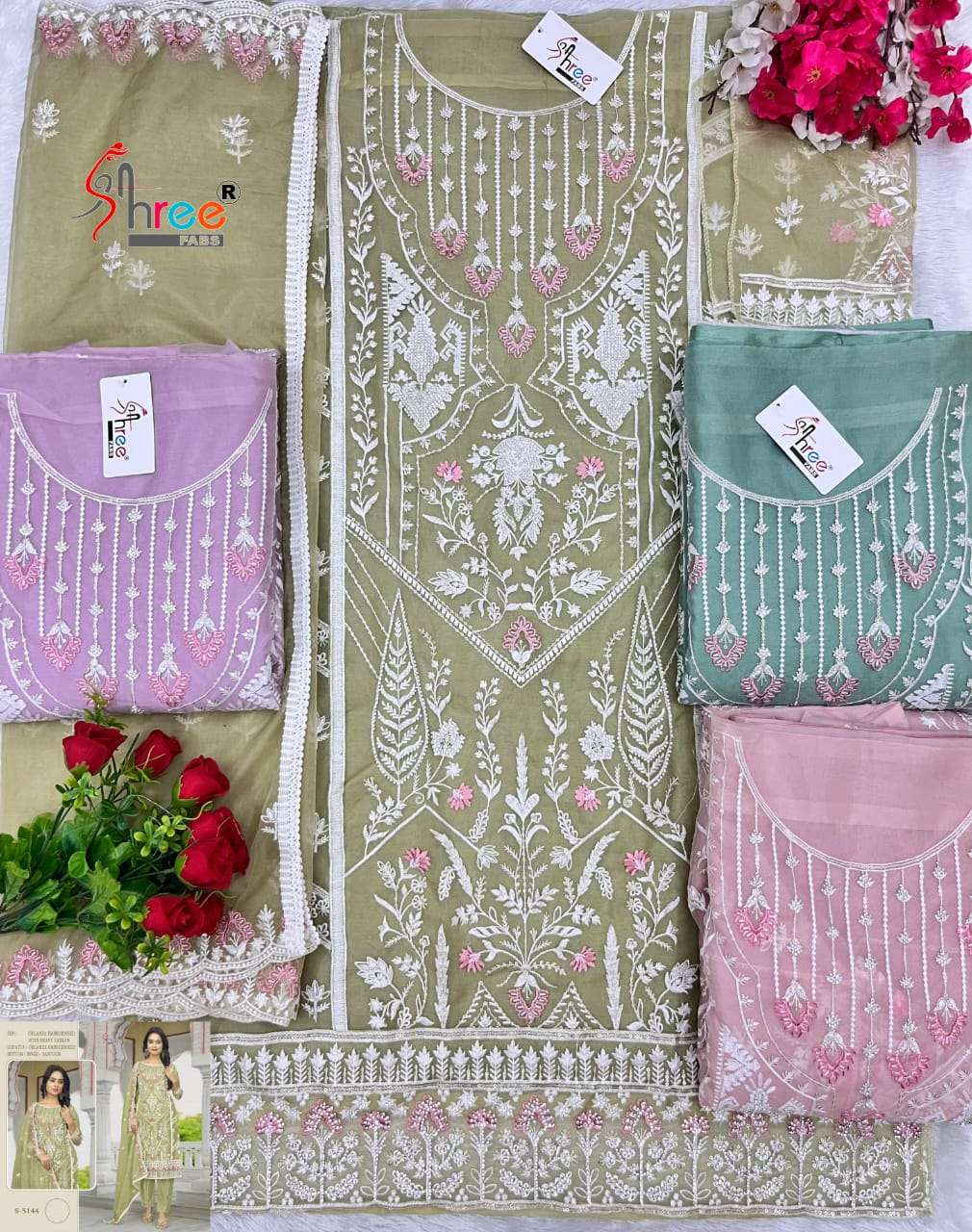 Shree Fabs S 5144 Colors Pakistani Organza Embroidered Suit Wholesalers view 7