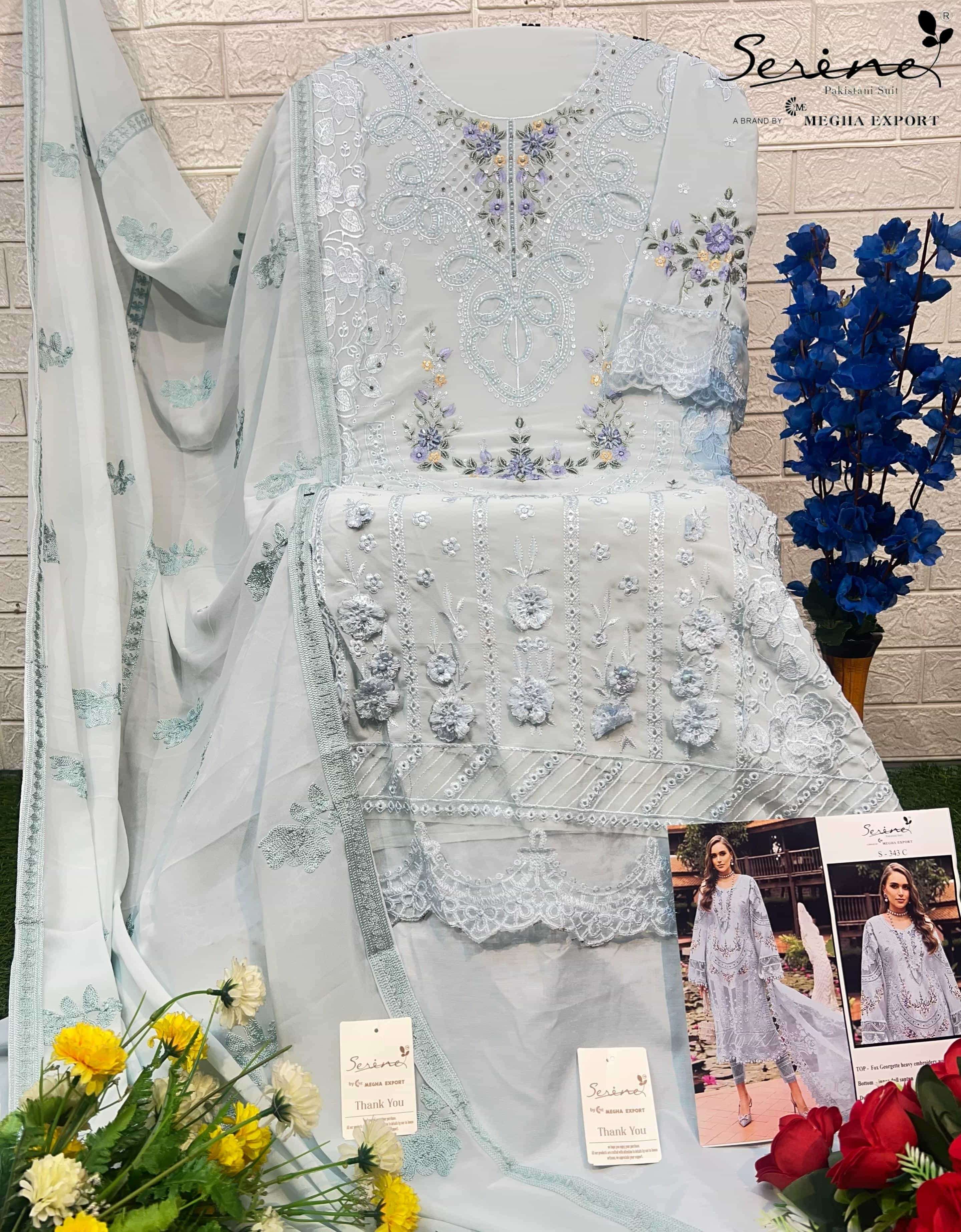 Megha Export S 343 Colors Pakistani Designer Georgette Suit Wholesalers view 8